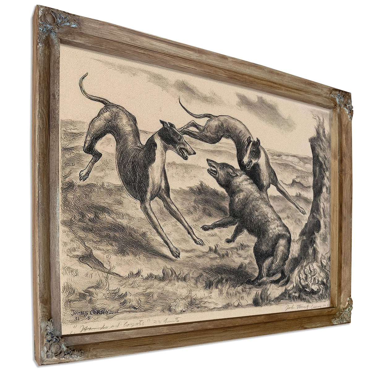 Hounds And Coyote (C. 12), 1931 By John Steuart Curry