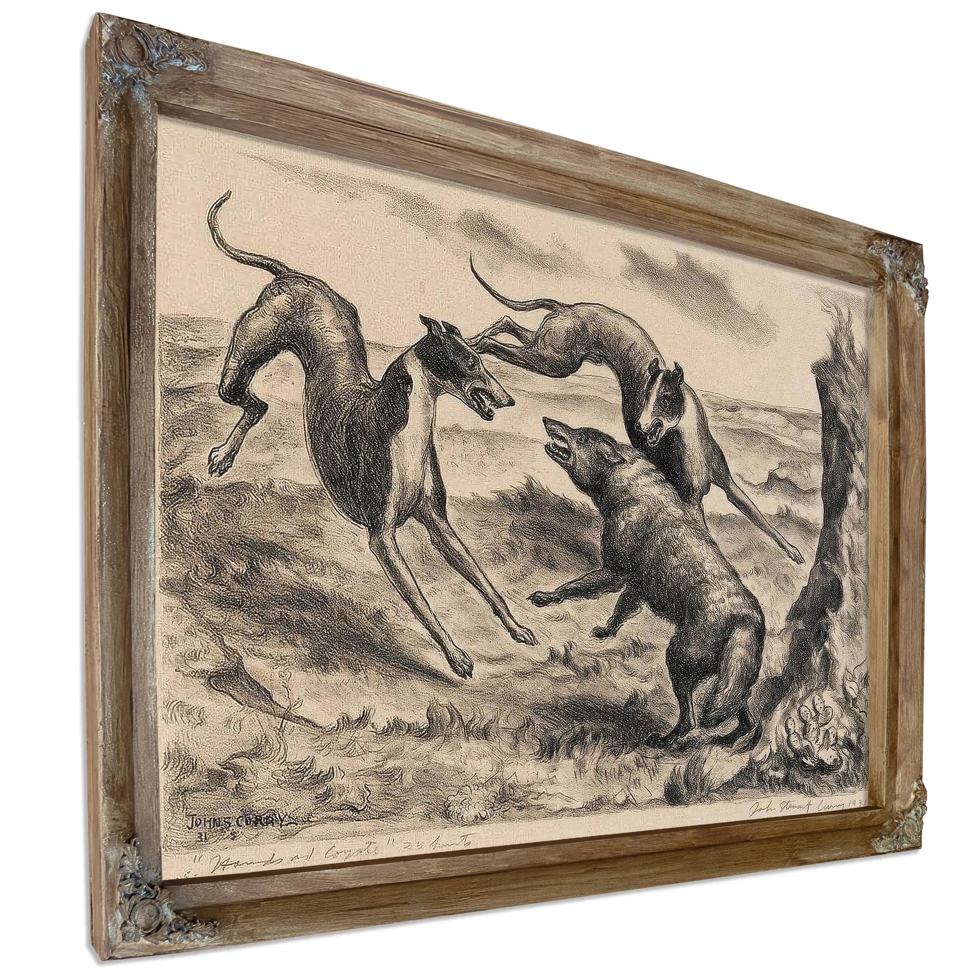 Hounds And Coyote (C. 12), 1931 By John Steuart Curry Fine Art Print