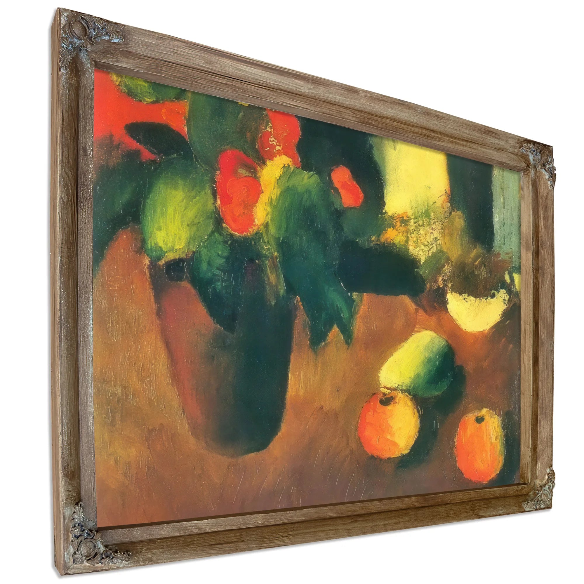 Still Life With Begonisas Apples And Pear By August Macke Fine Art Print