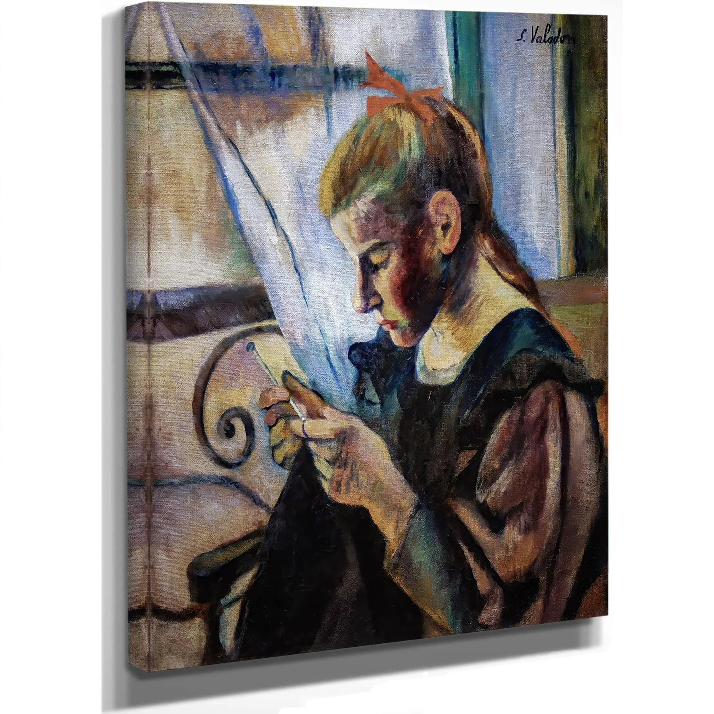 Jeune Femme Faisant Du Crochet Par Centre Pompidou by Suzanne Valadon