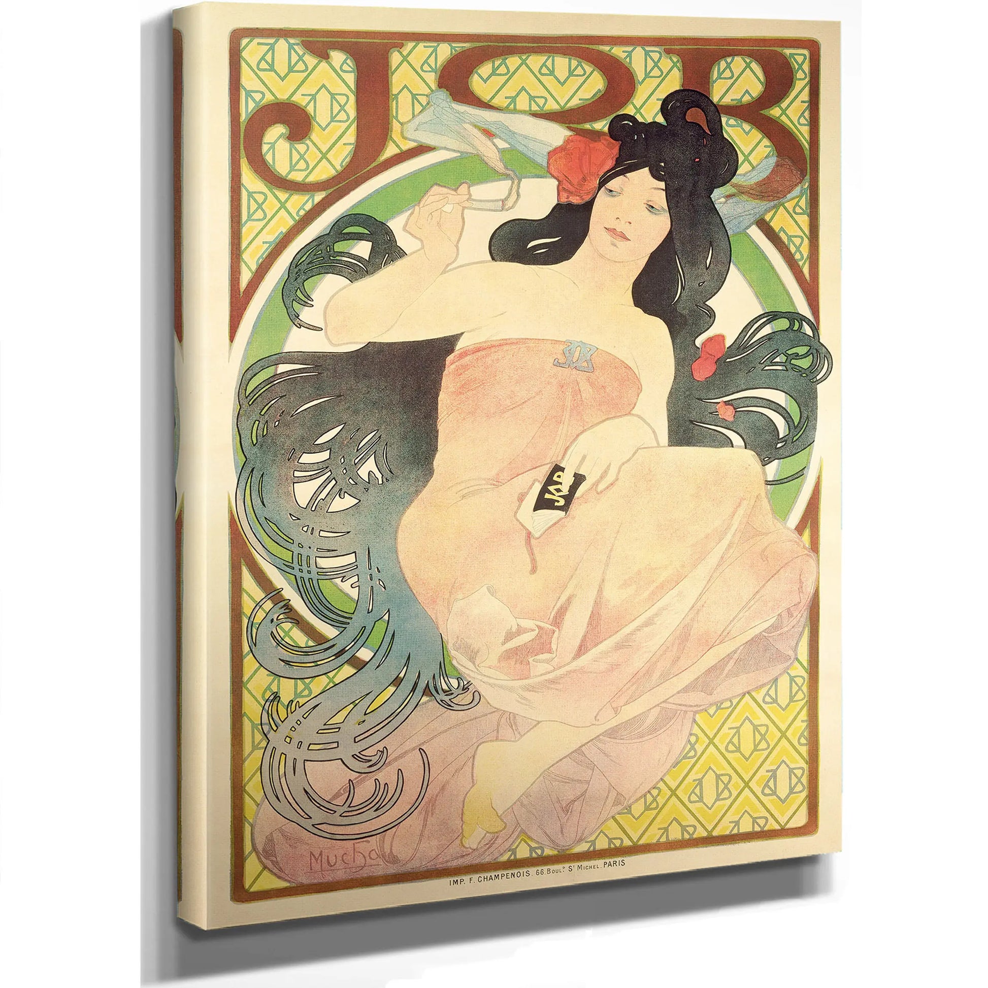 Poster Job Alfons Mucha And Imprimerie F Champenois Paris by Alphonse Mucha