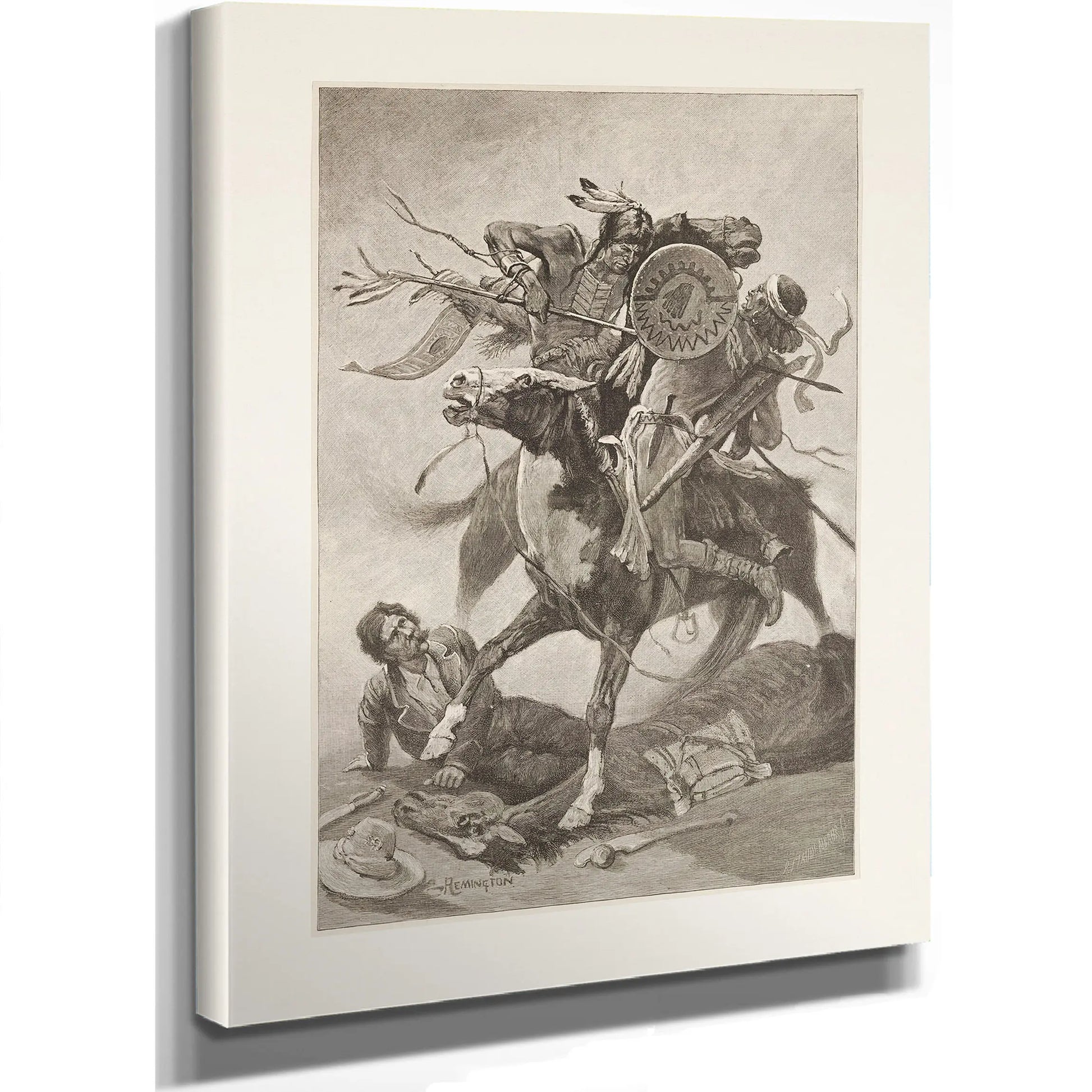 Thrust His Lance Through His Body And Rode Him Down by Frederic Remington