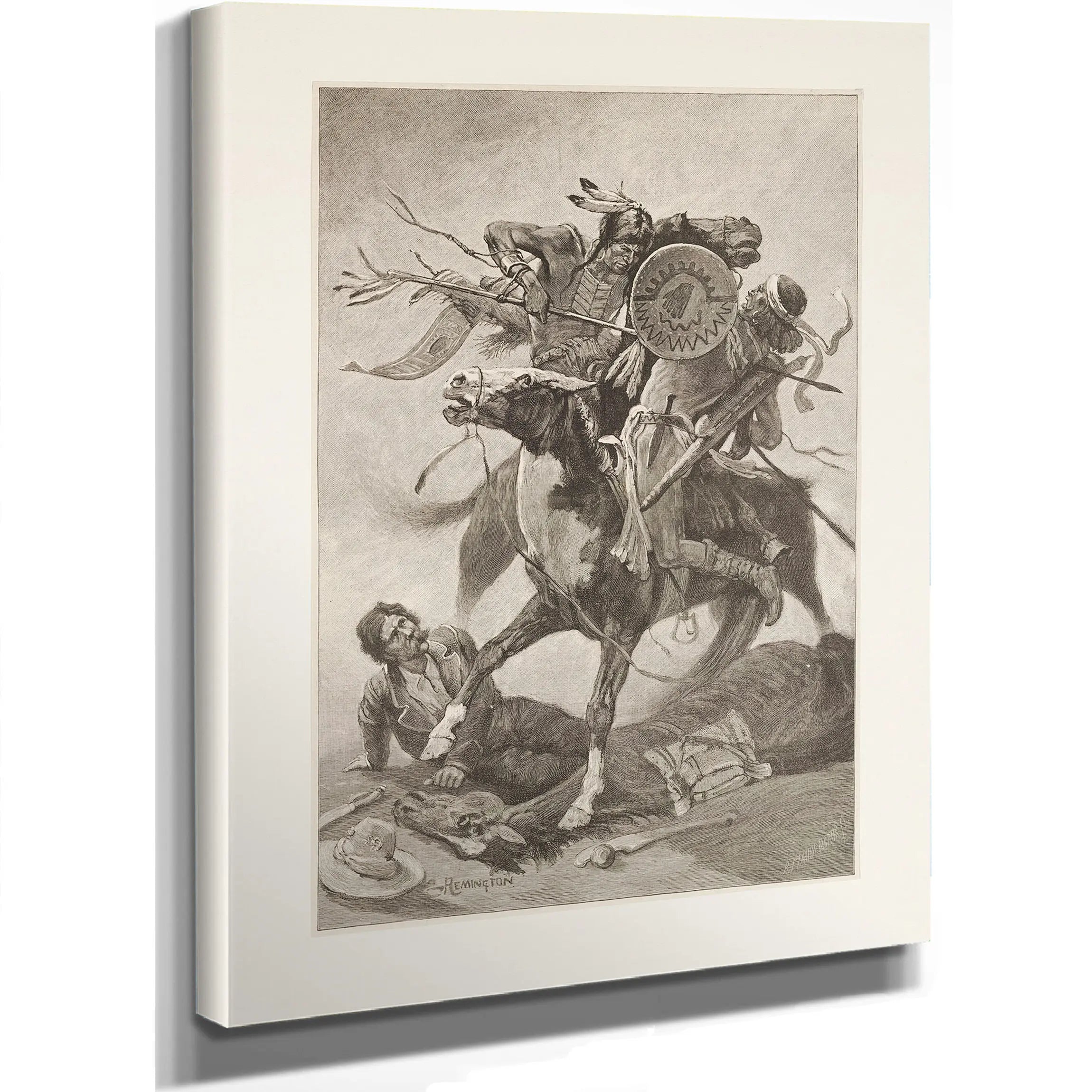 Thrust His Lance Through His Body And Rode Him Down by Frederic Remington