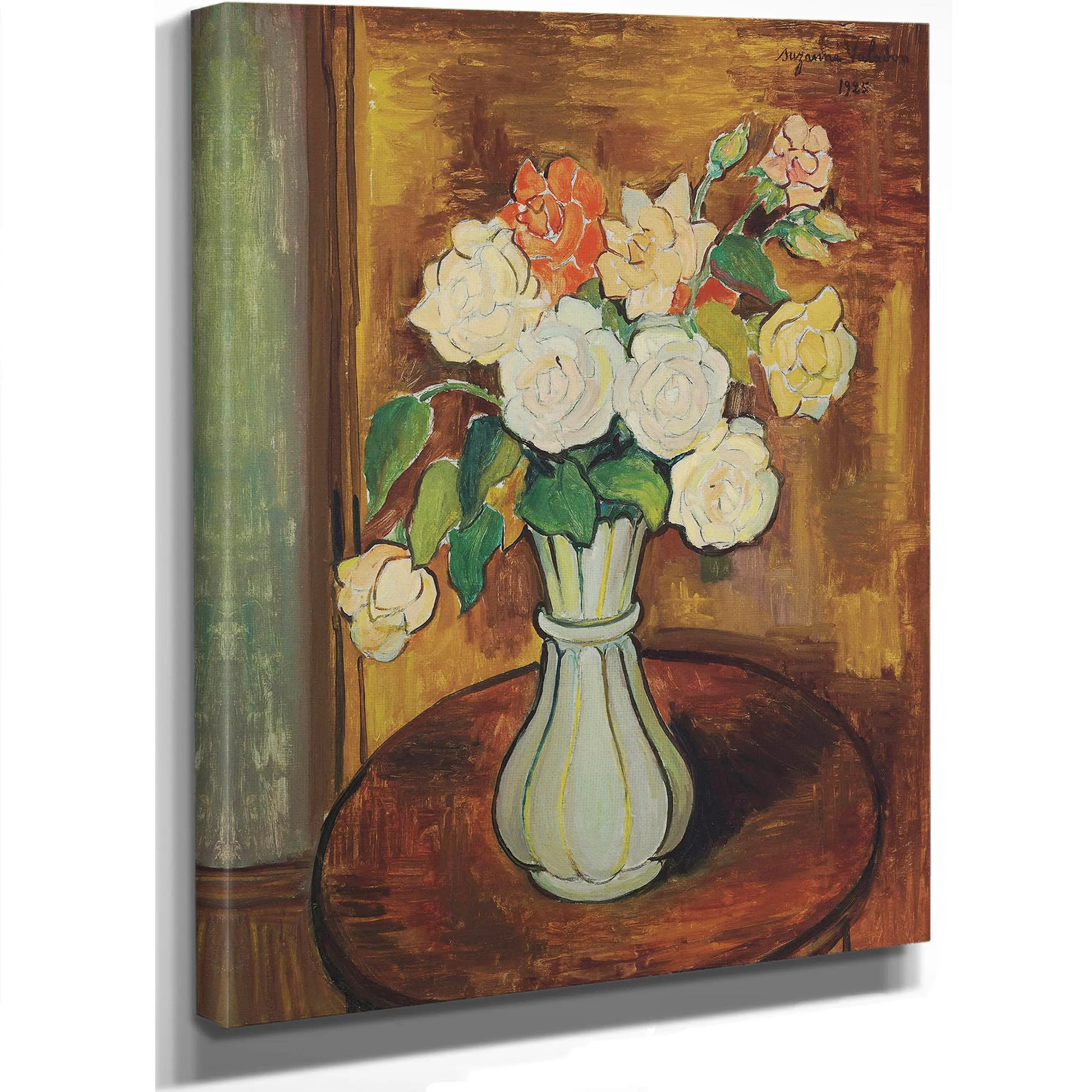Vase De Roses Sur Un Gueridon by Suzanne Valadon