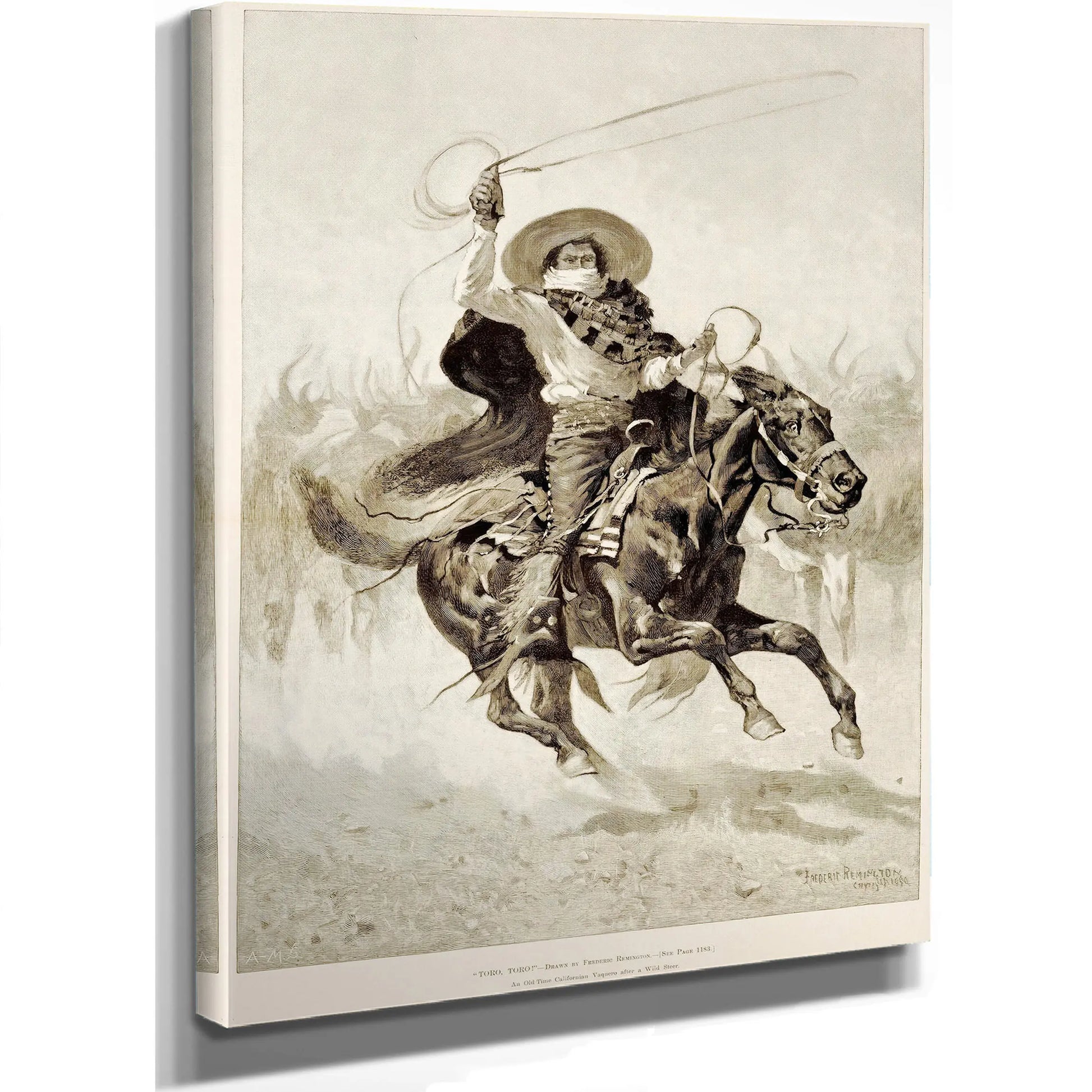Toro Toro An Old Time Californian Vaquero After A Wild Steer by Frederic Remington