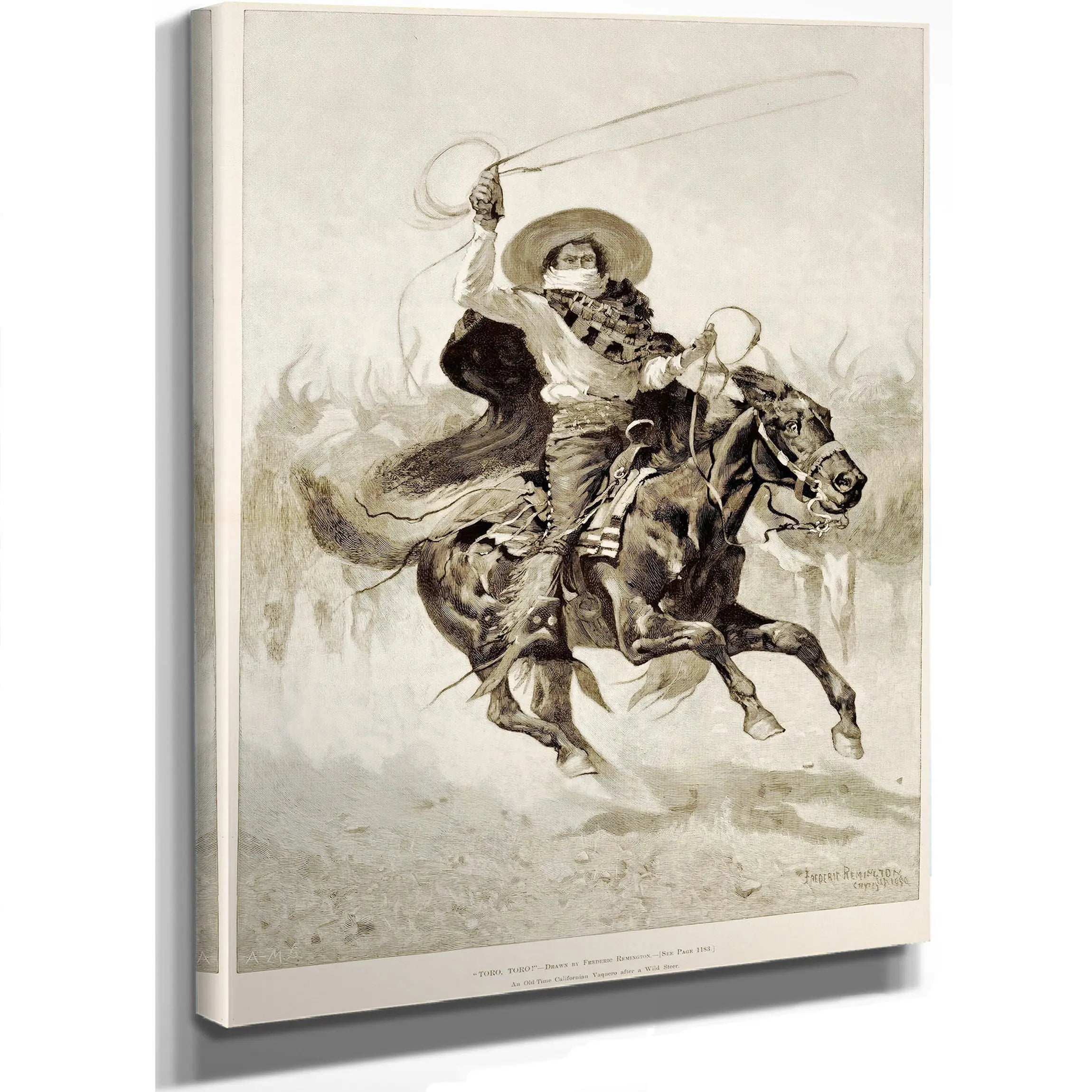 Toro Toro An Old Time Californian Vaquero After A Wild Steer by Frederic Remington