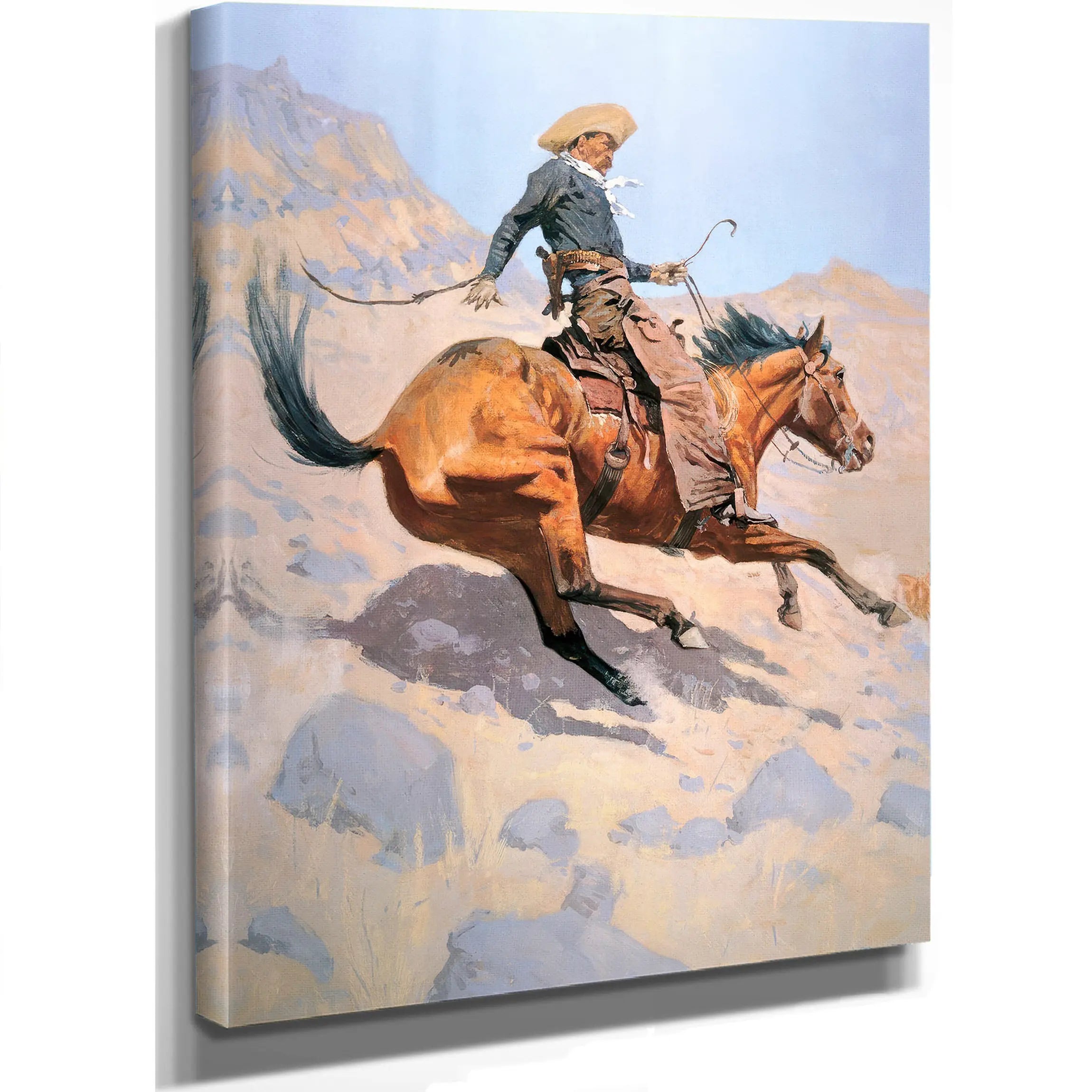 The Cowboy Oil On Canvas by Frederic Remington