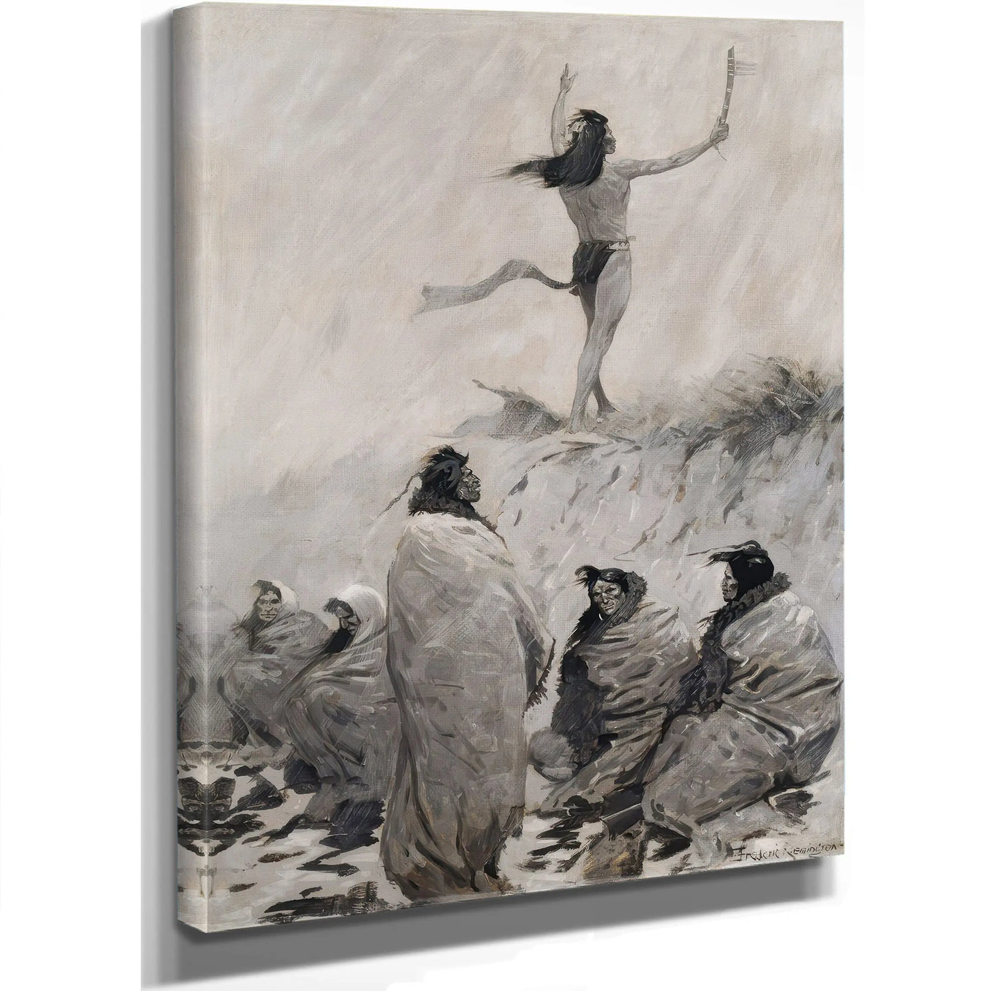 The Fire Eater Raised His Arms To The Thunder Birdb by Frederic Remington