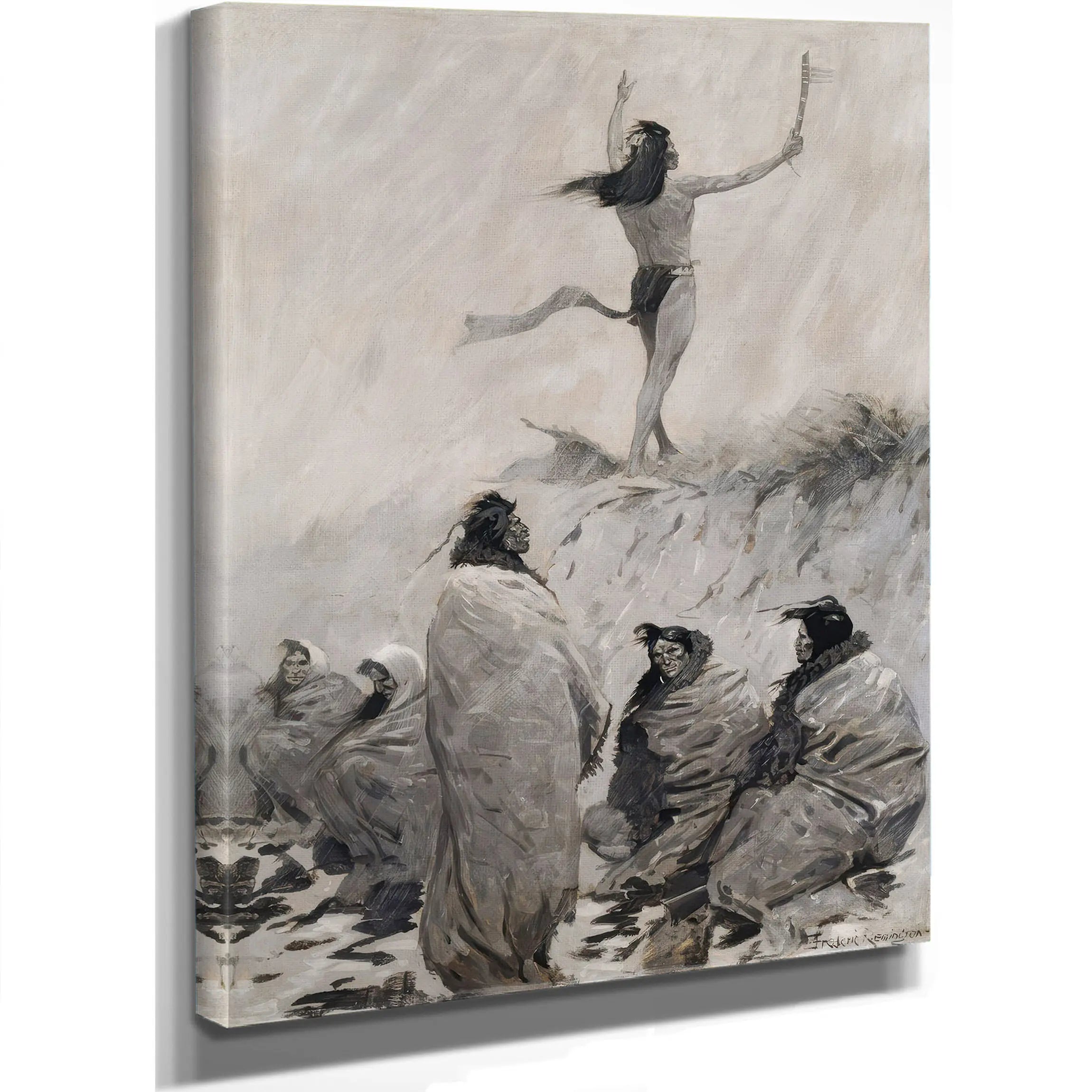 The Fire Eater Raised His Arms To The Thunder Birdb by Frederic Remington