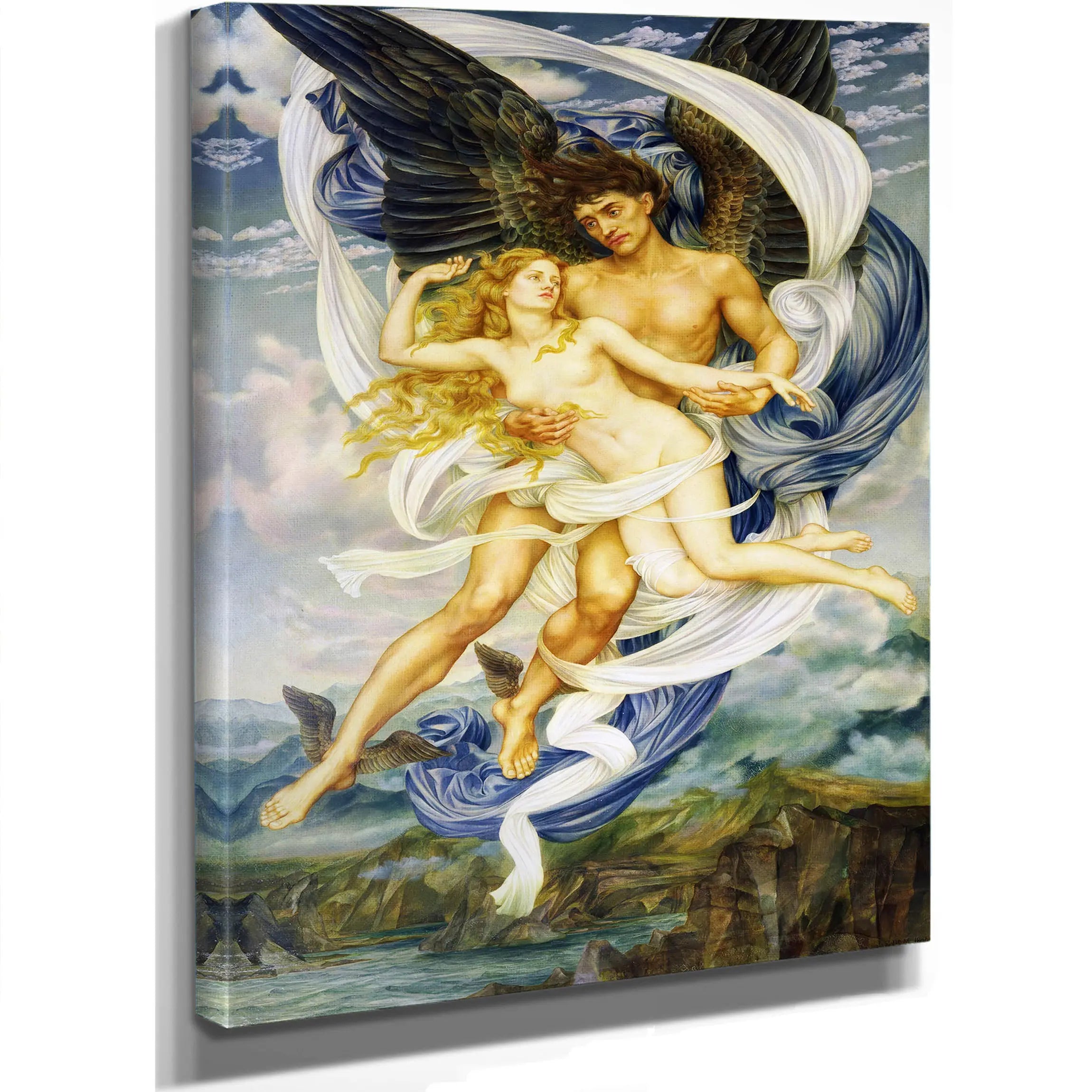 Boreas And Oreithyia 1896 by Evelyn De Morgan