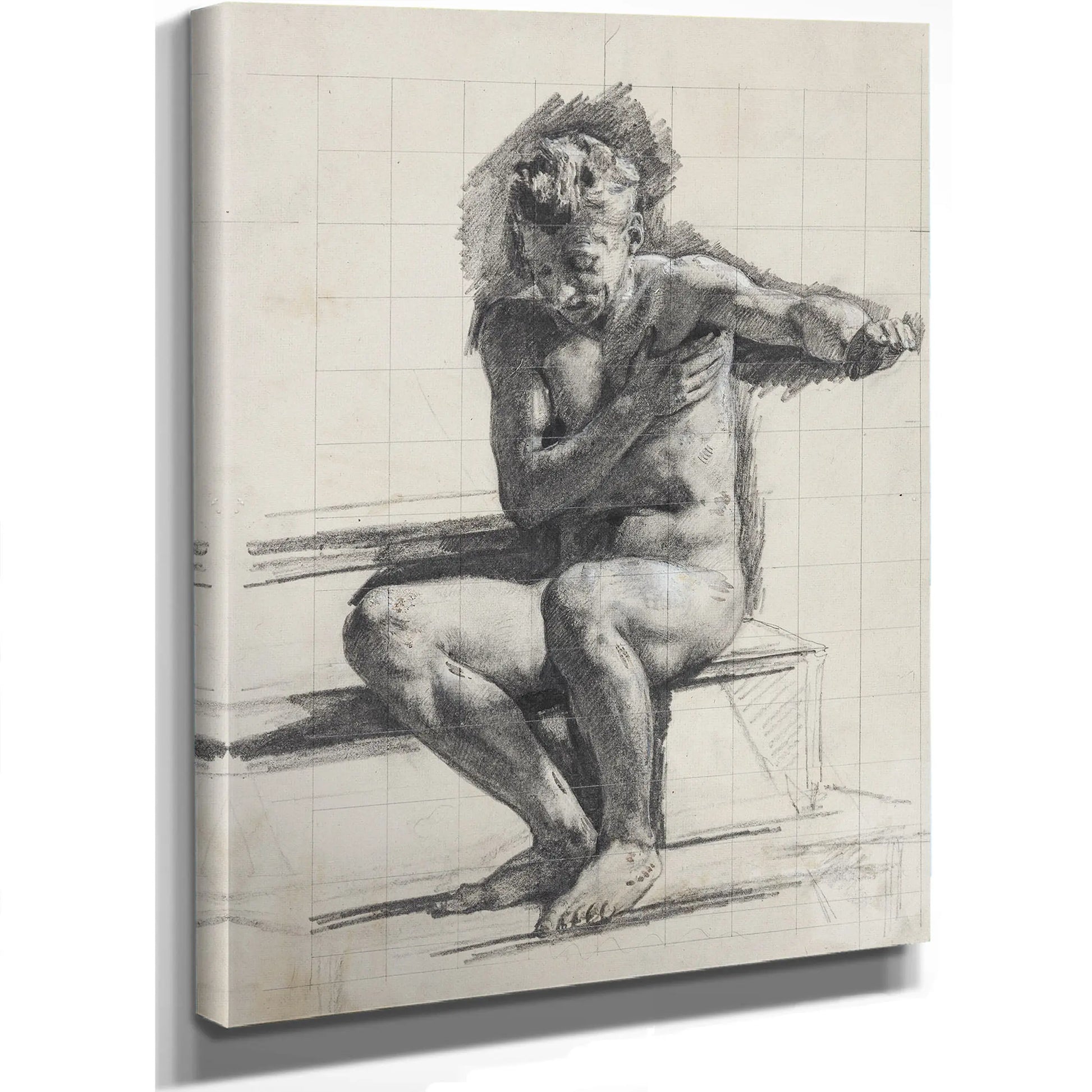 Mandlig Modelfigur Studie Til Raderingen Badende Mand by Carl Bloch