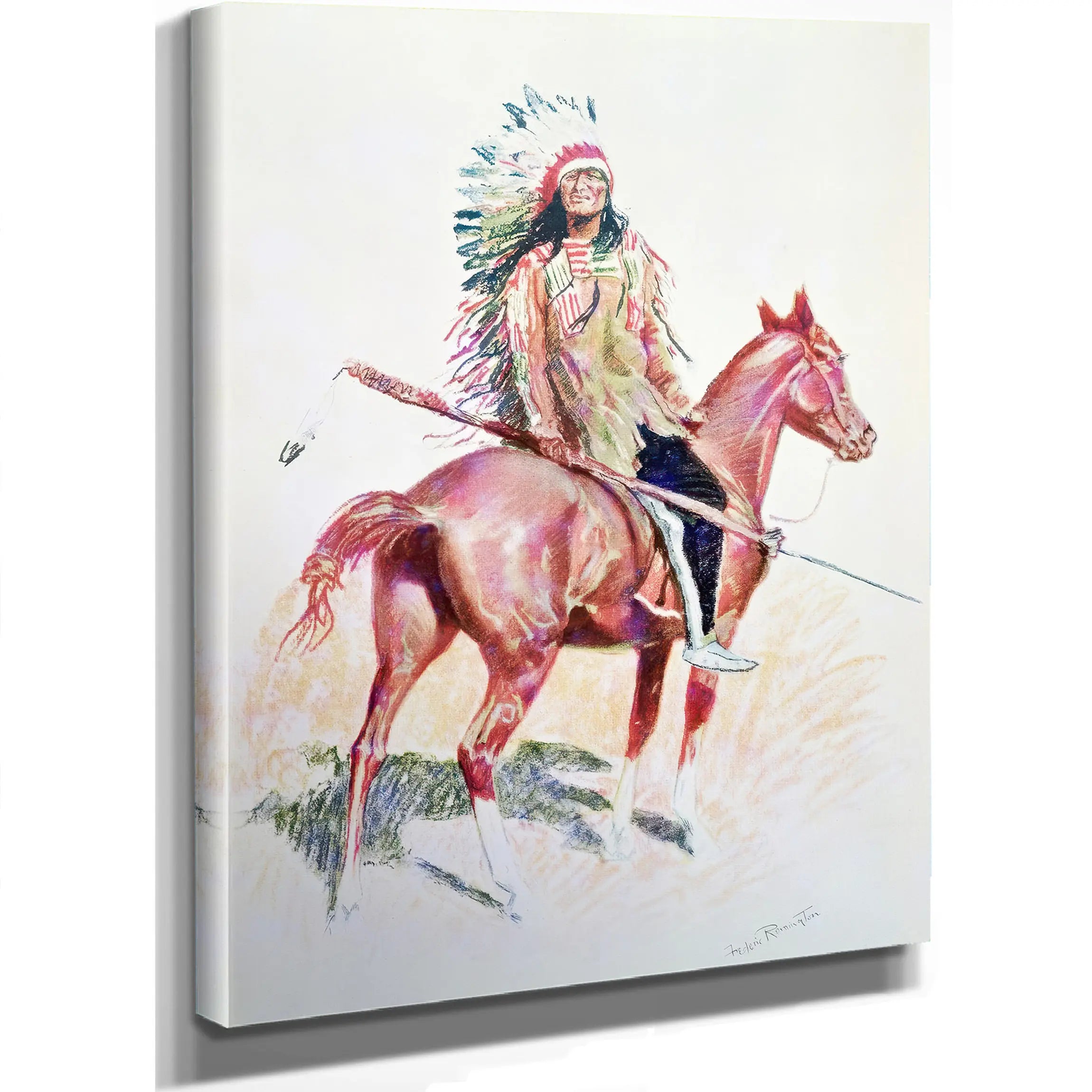 Sioux Chief Colour Litho by Frederic Remington