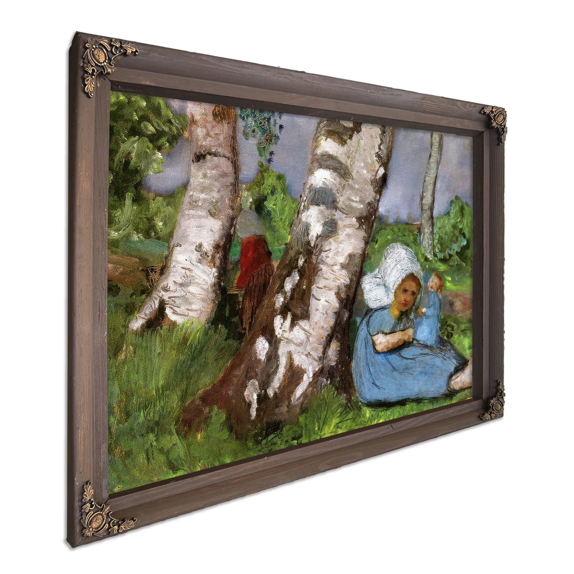 Child With Doll Sitting On A Birch Trunk By Paula Modersohn Becker Fine Art Print