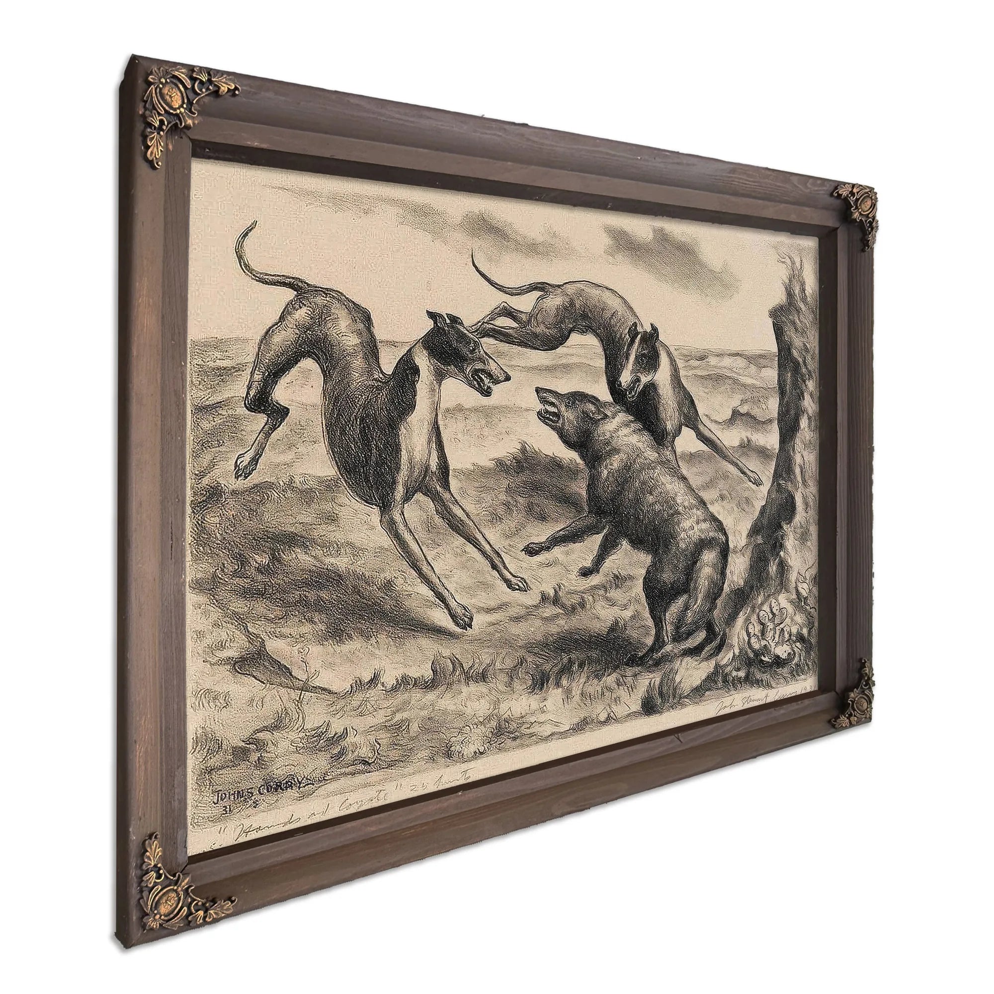 Hounds And Coyote (C. 12), 1931 By John Steuart Curry Fine Art Print