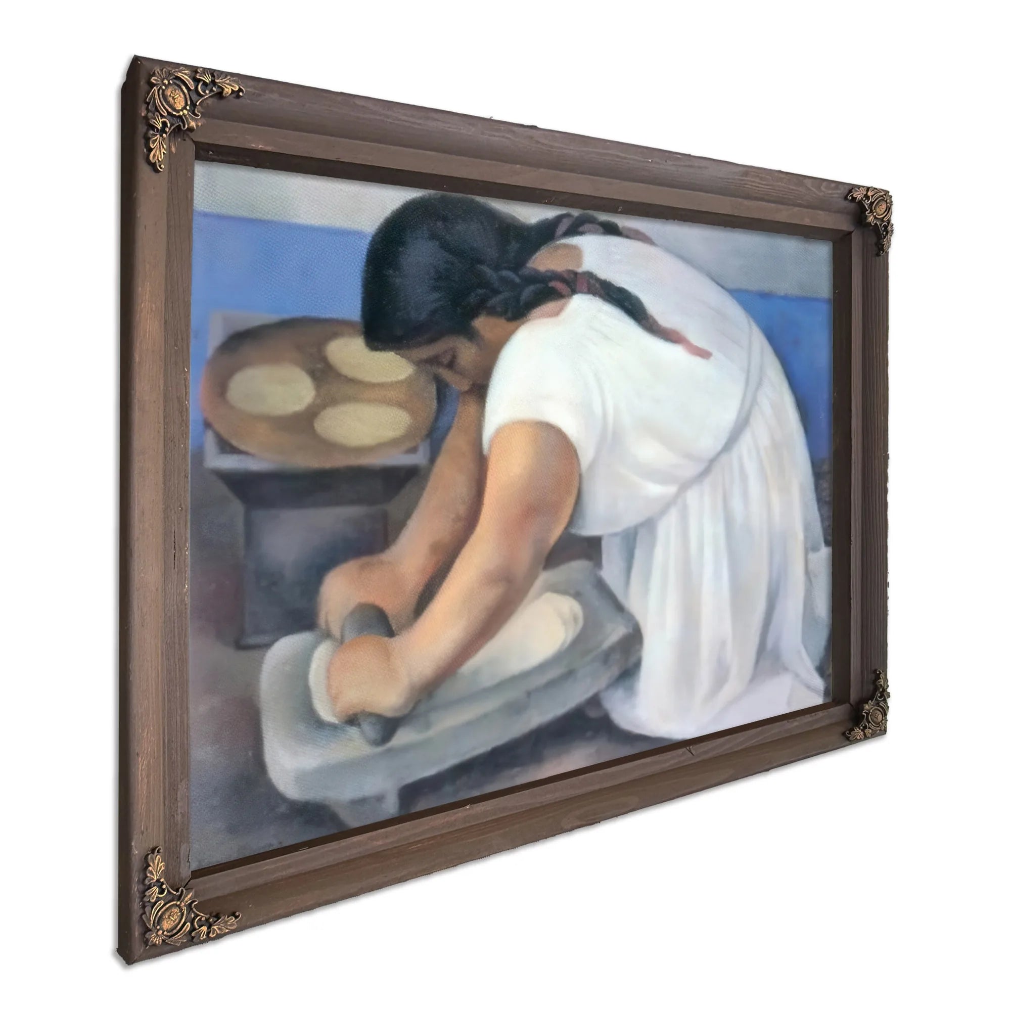 Woman Grinding Maize By Diego Rivera Fine Art Print