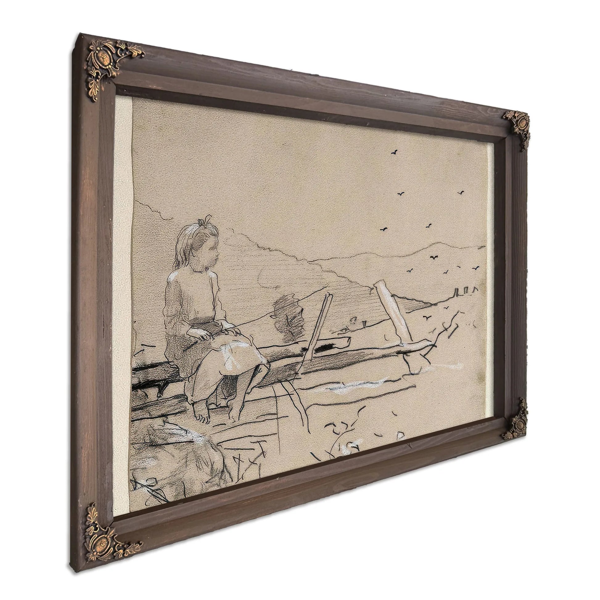 Girl Seated On A Fence Rail By Winslow Homer Fine Art Print