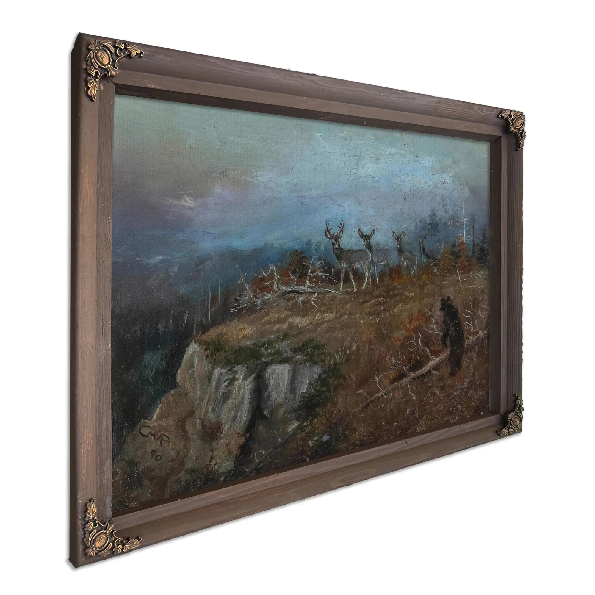 Deer And Bear In A Landscape, 1890 By Charles Marion Russell Fine Art Print