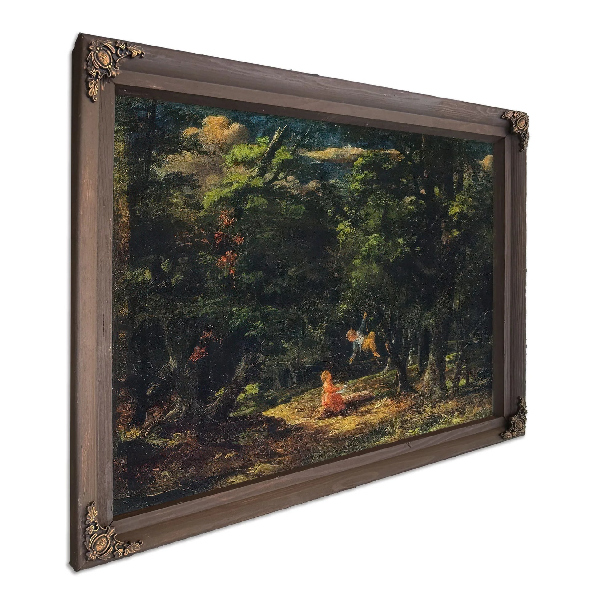 The Swing Children In The Woods By Martin Johnson Heade Fine Art Print