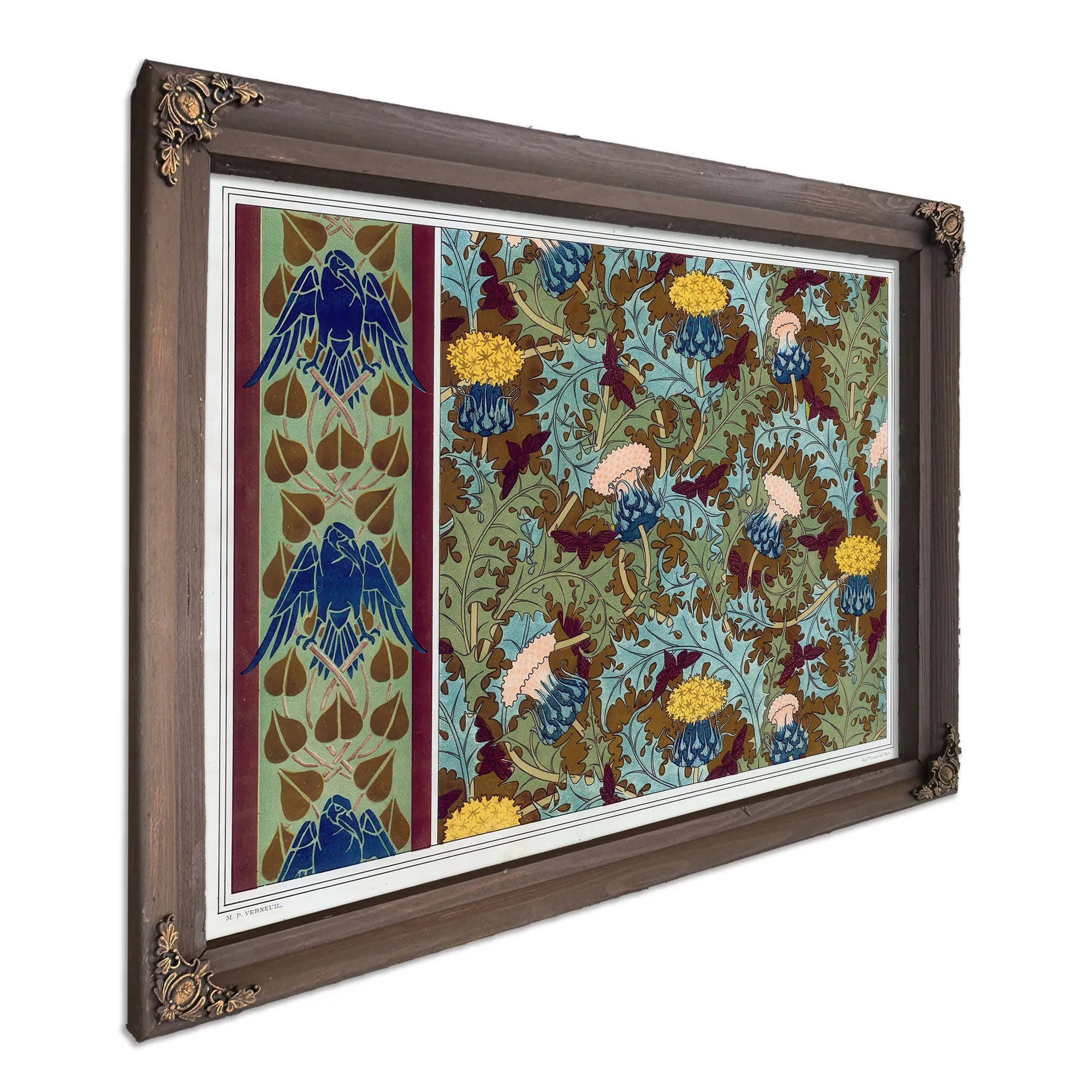 Corbeaux Bordure Au Pochoir Cigales Et Chardons Etoffe Imprimee by Maurice Pillard Verneuil Fine Art Print