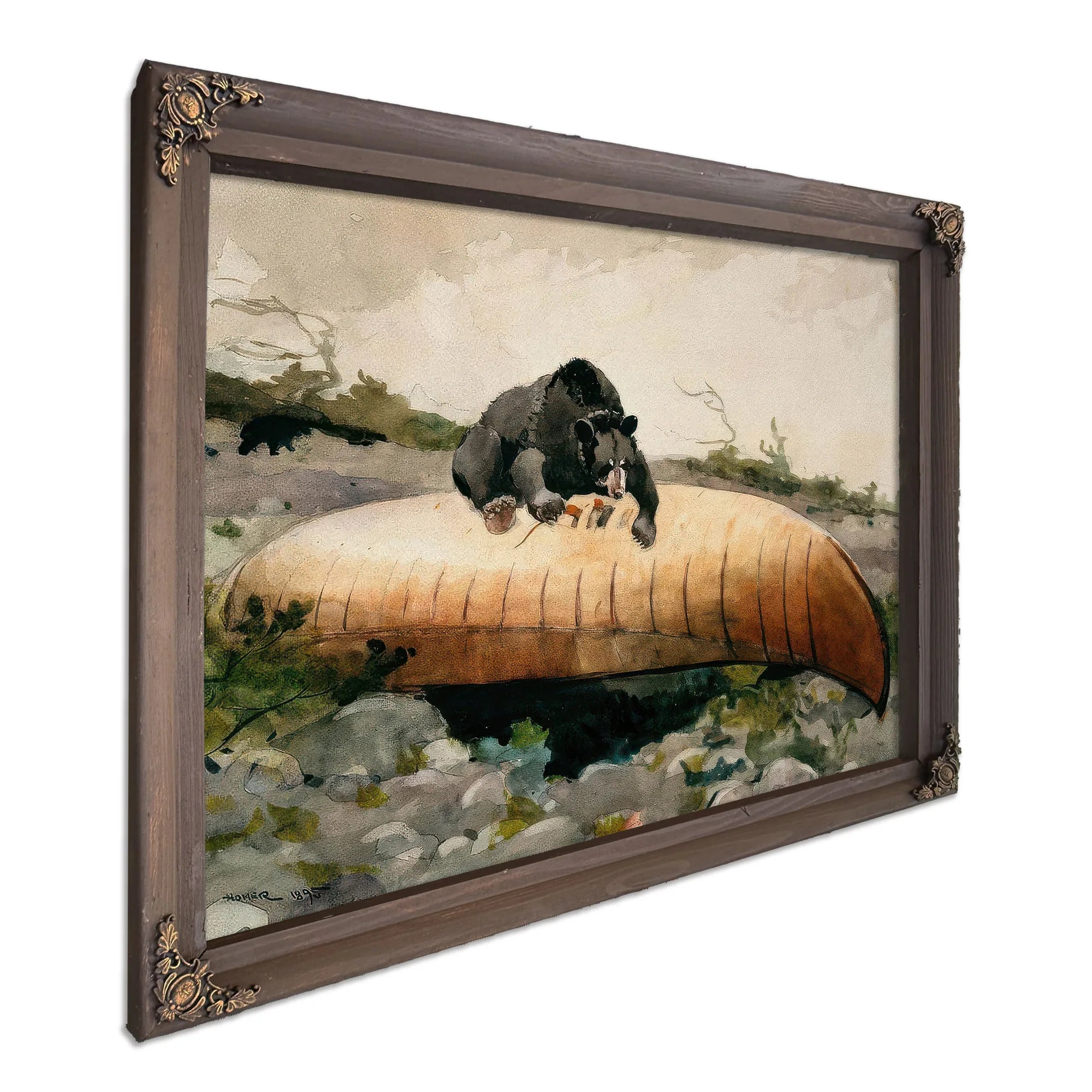 Bear And Canoe (Bear Breaking Through A Canoe Adirondacks) By Winslow Homer Fine Art Print