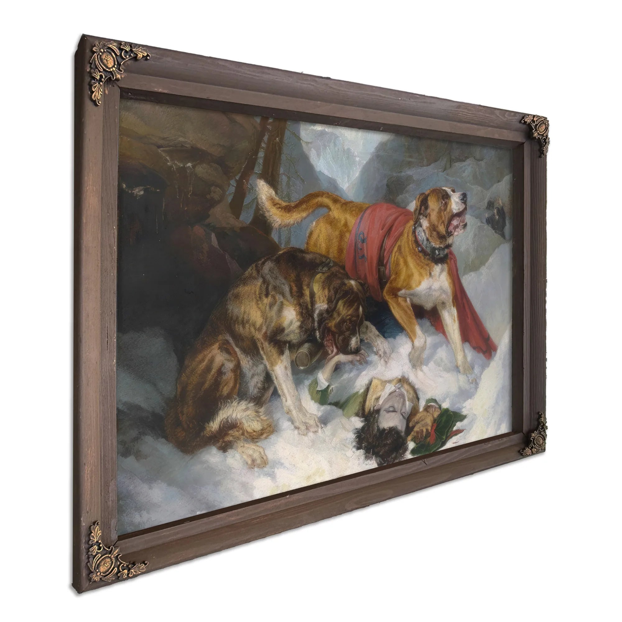 Alpine Mastiffs Reanimating A Distressed By Edwin Landseer Fine Art Print