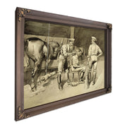 A Haircut In A Cavalry Stable by Frederic Remington
