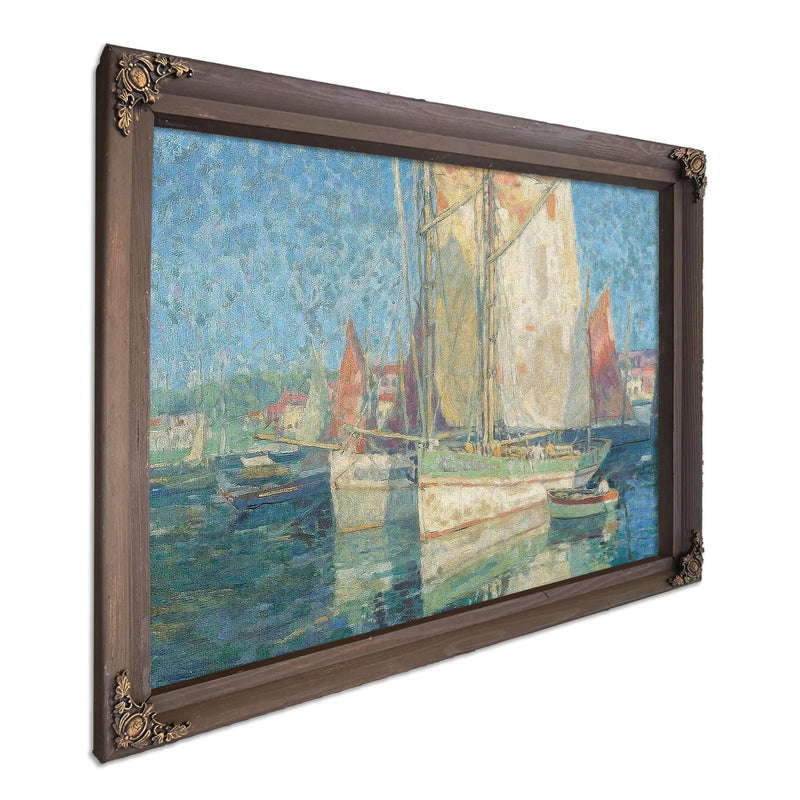 Fishing Boats In A Harbor By Edgar Payne