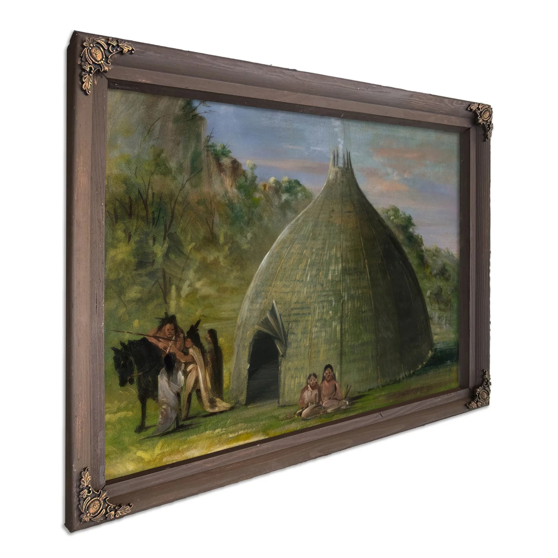 Wichita Lodge, Thatched With Prairie Grass By George Catlin Fine Art Print