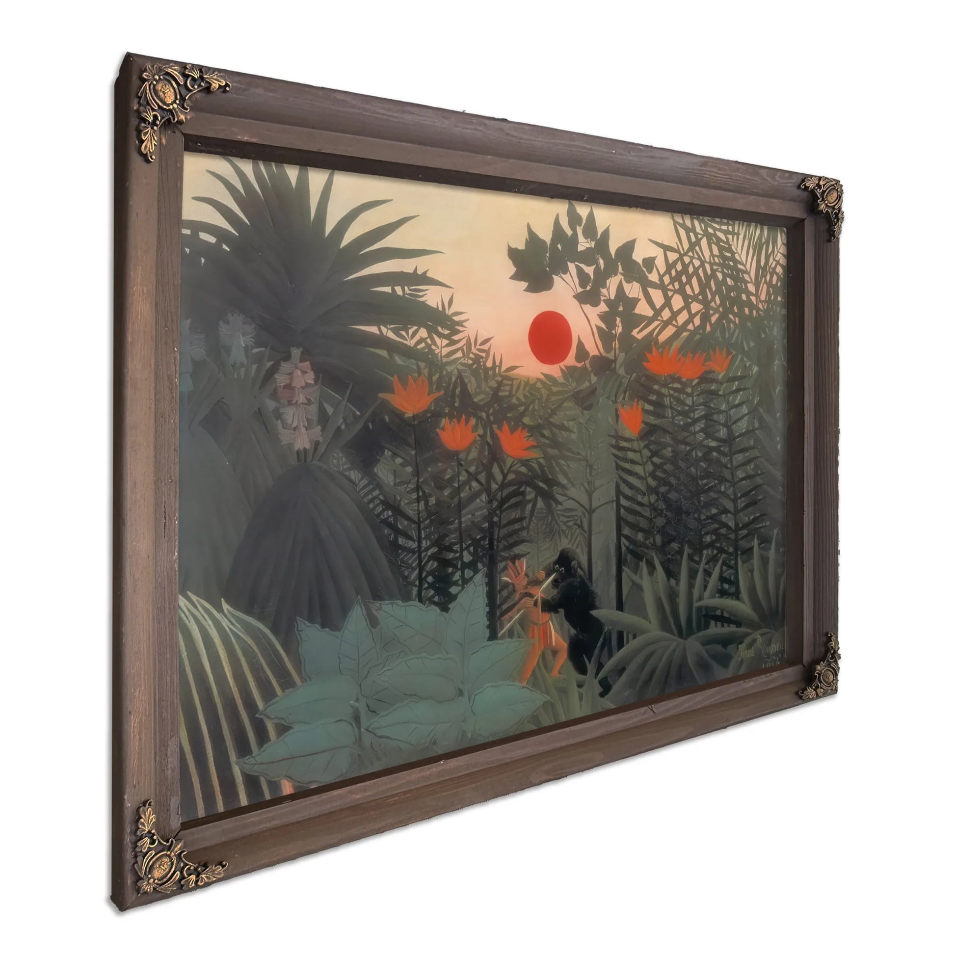 Exotic Landscape Fight Between Gorilla And Indian 1910 By Henri Rousseau Fine Art Print