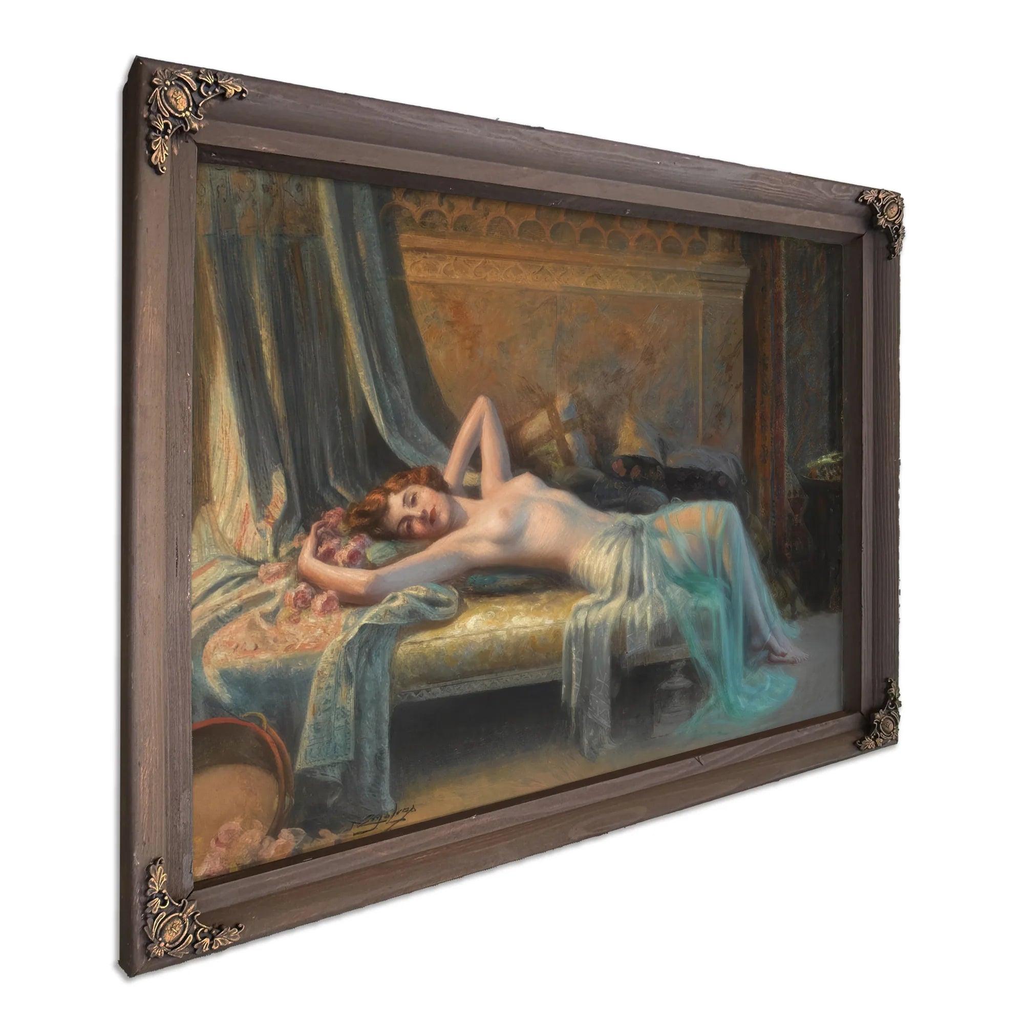 Nu Etendu Au Bouquet De Roses By Enjolras Delphin Fine Art Print