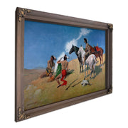 Smoke Signals Oil On Canvas by Frederic Remington