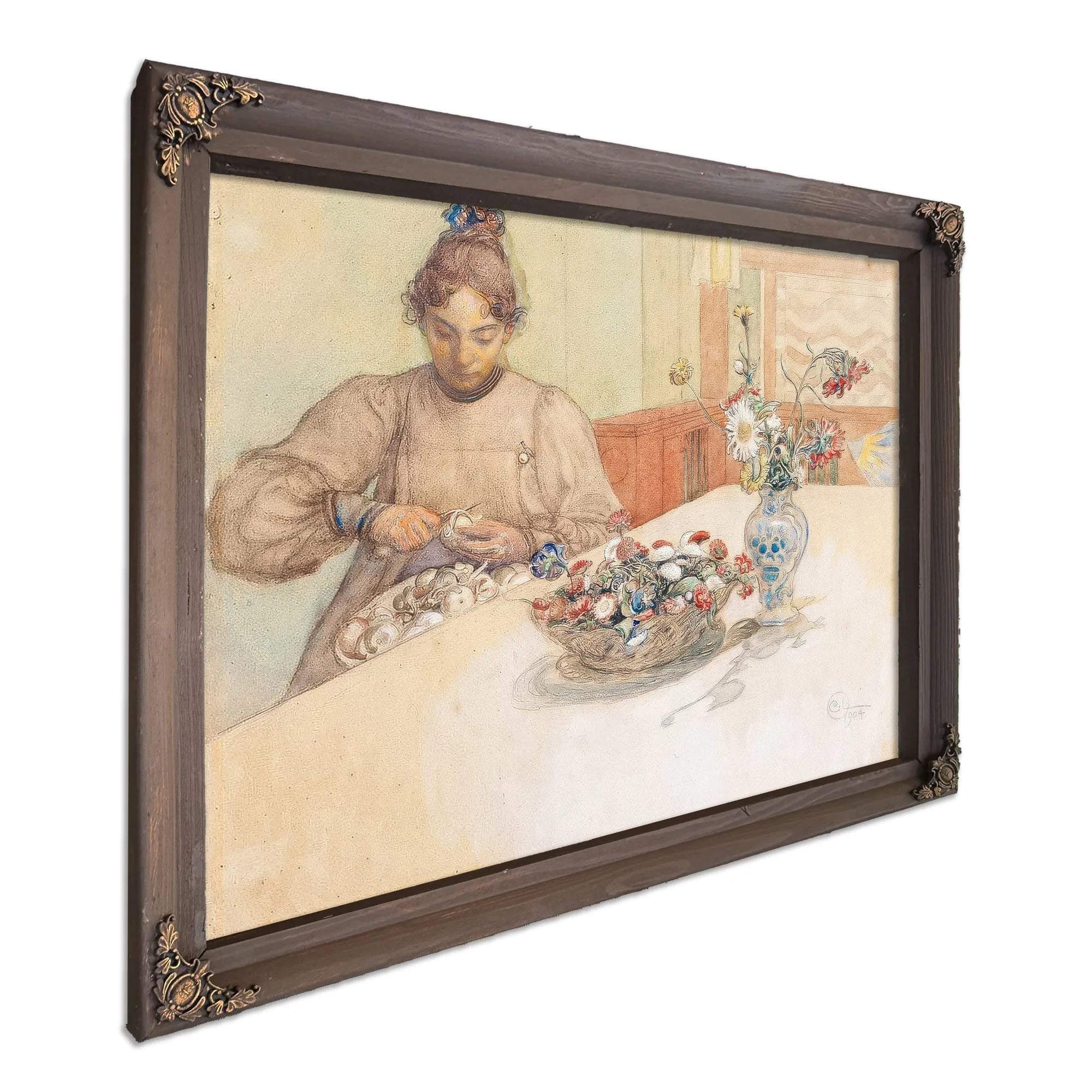 Karin Peeling Apples By Carl Larsson Fine Art Print