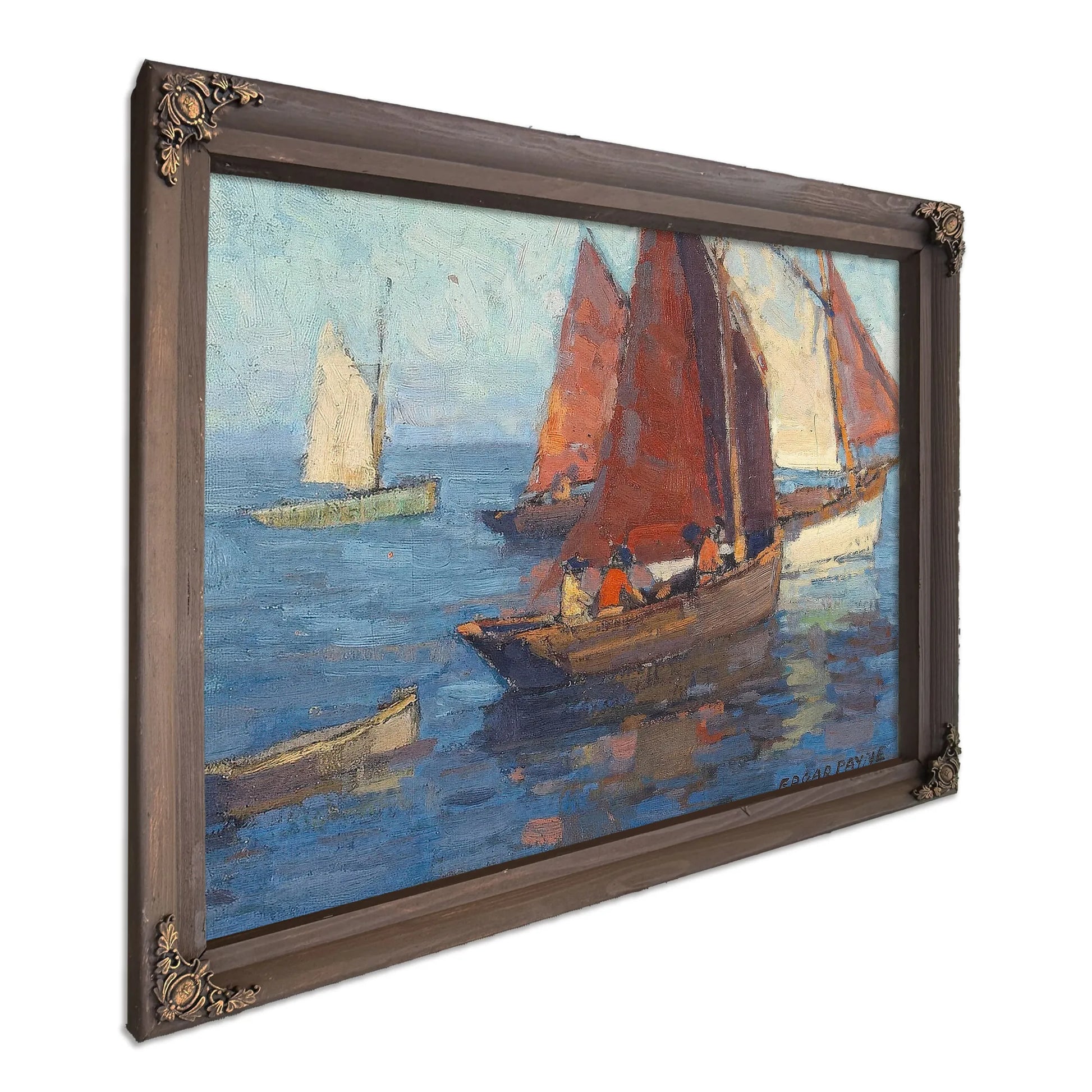 Figures In Sailboats On Calm Waters By Edgar Payne Fine Art Print