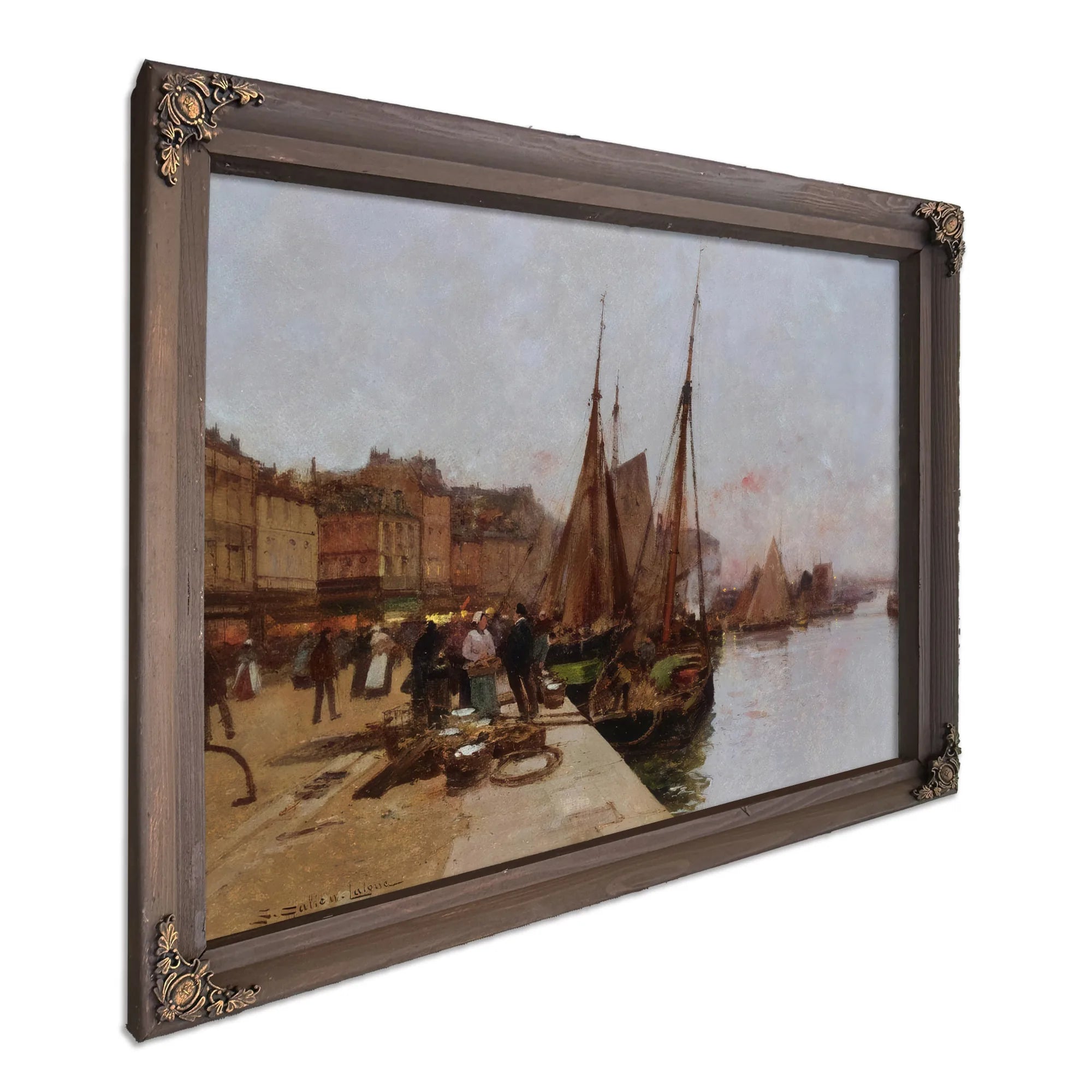 On The Quayside By Eugene Galien Laloue Fine Art Print