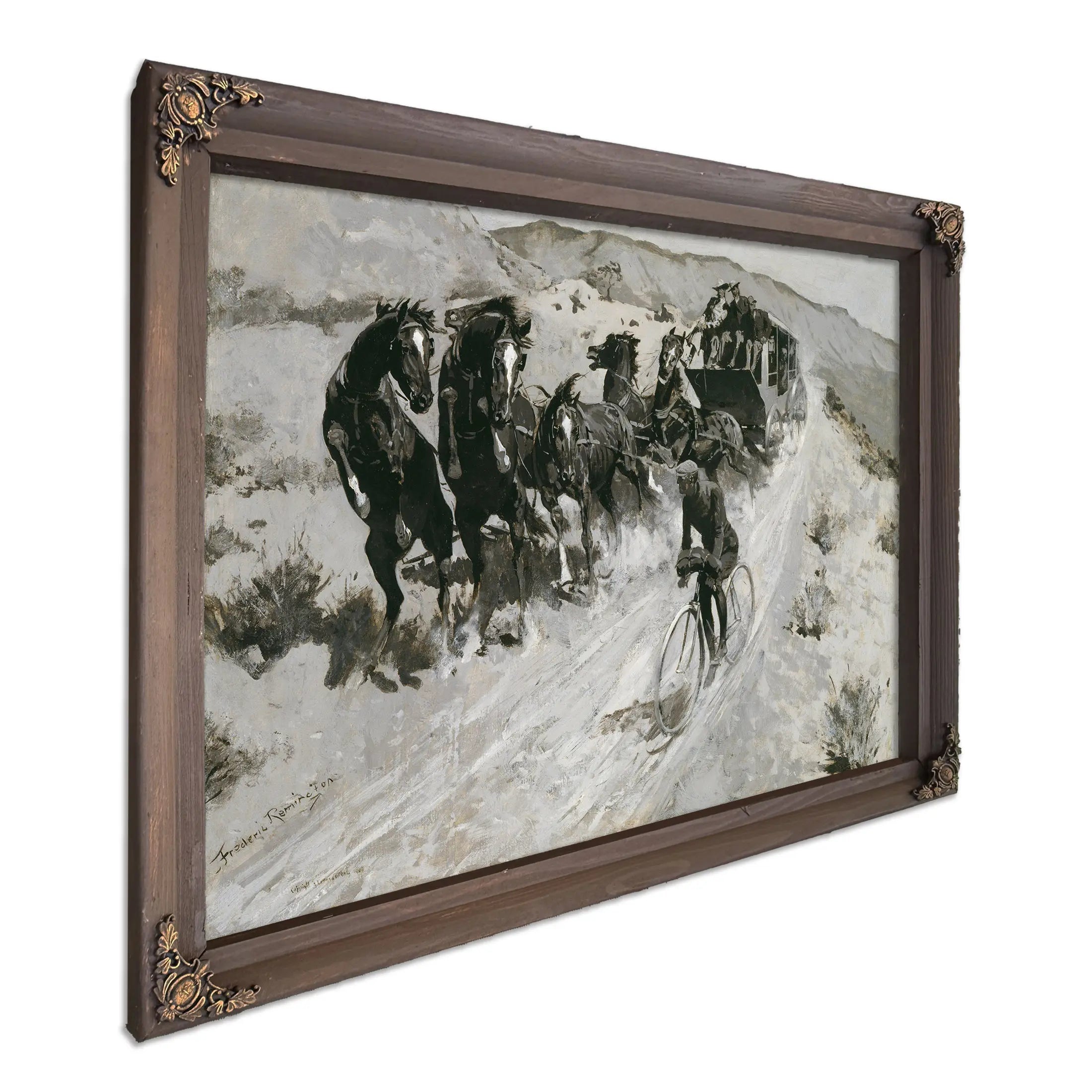 The Right Of The Road A Hazardous Encounter On A Rocky Mountain Trail by Frederic Remington