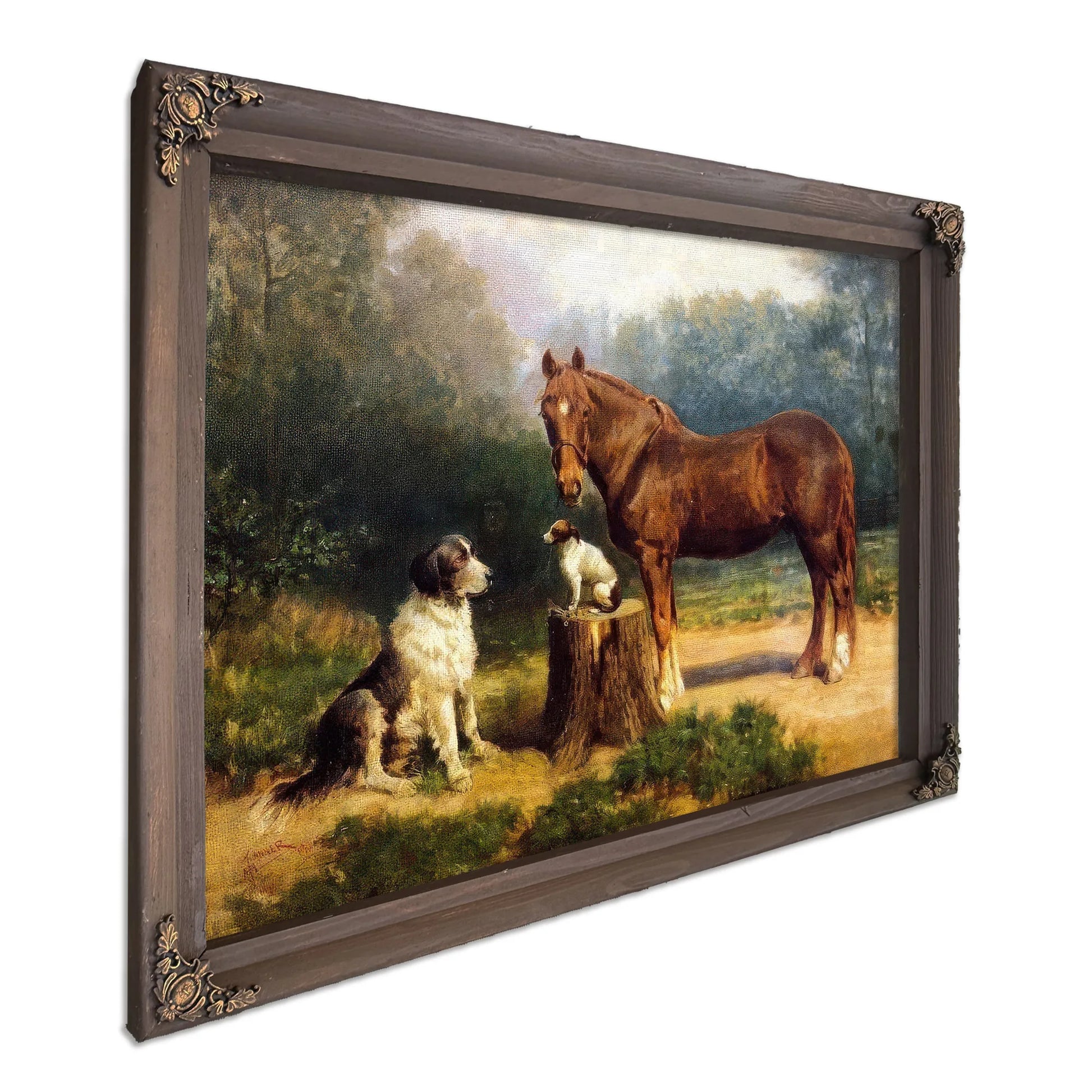 Horse And Two Dogs In A Landscape By Henry Ossawa Tanner Fine Art Print