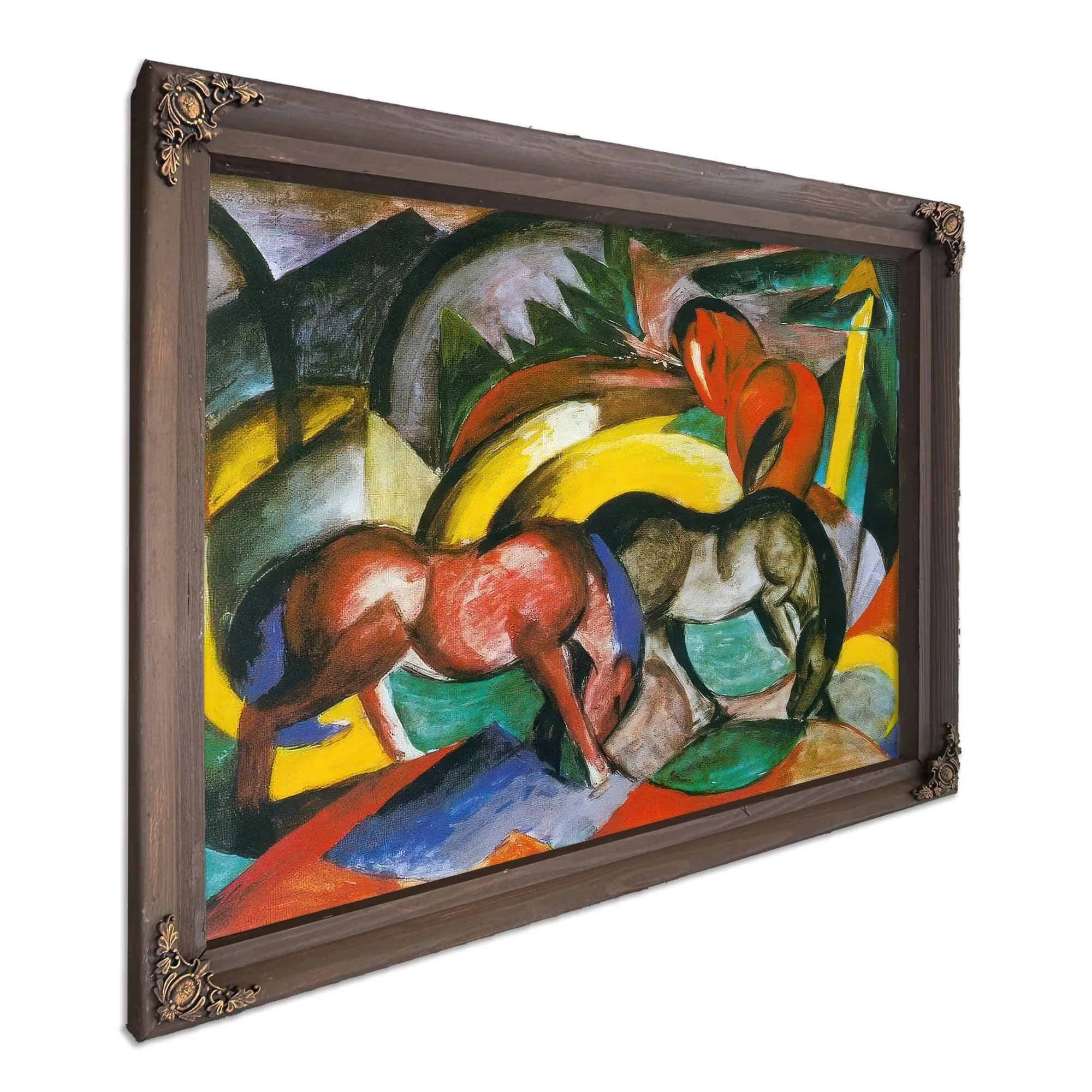 Three Horses By Franz Marc Fine Art Print