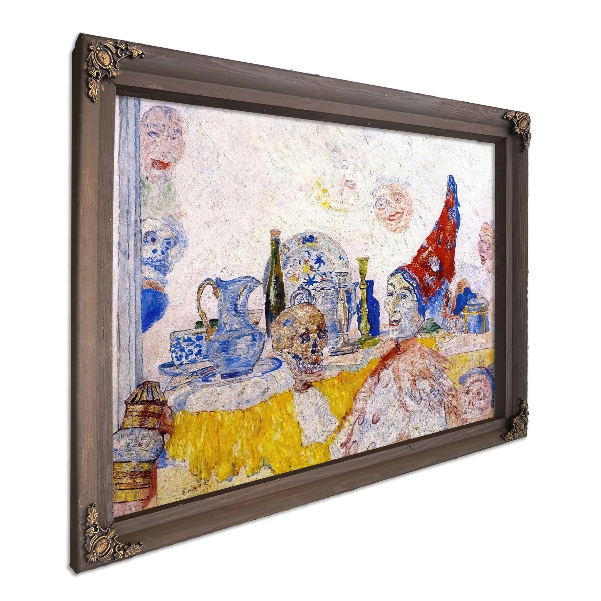 Pierrot And Skeleton In A Yellow Robe By James Ensor Fine Art Print