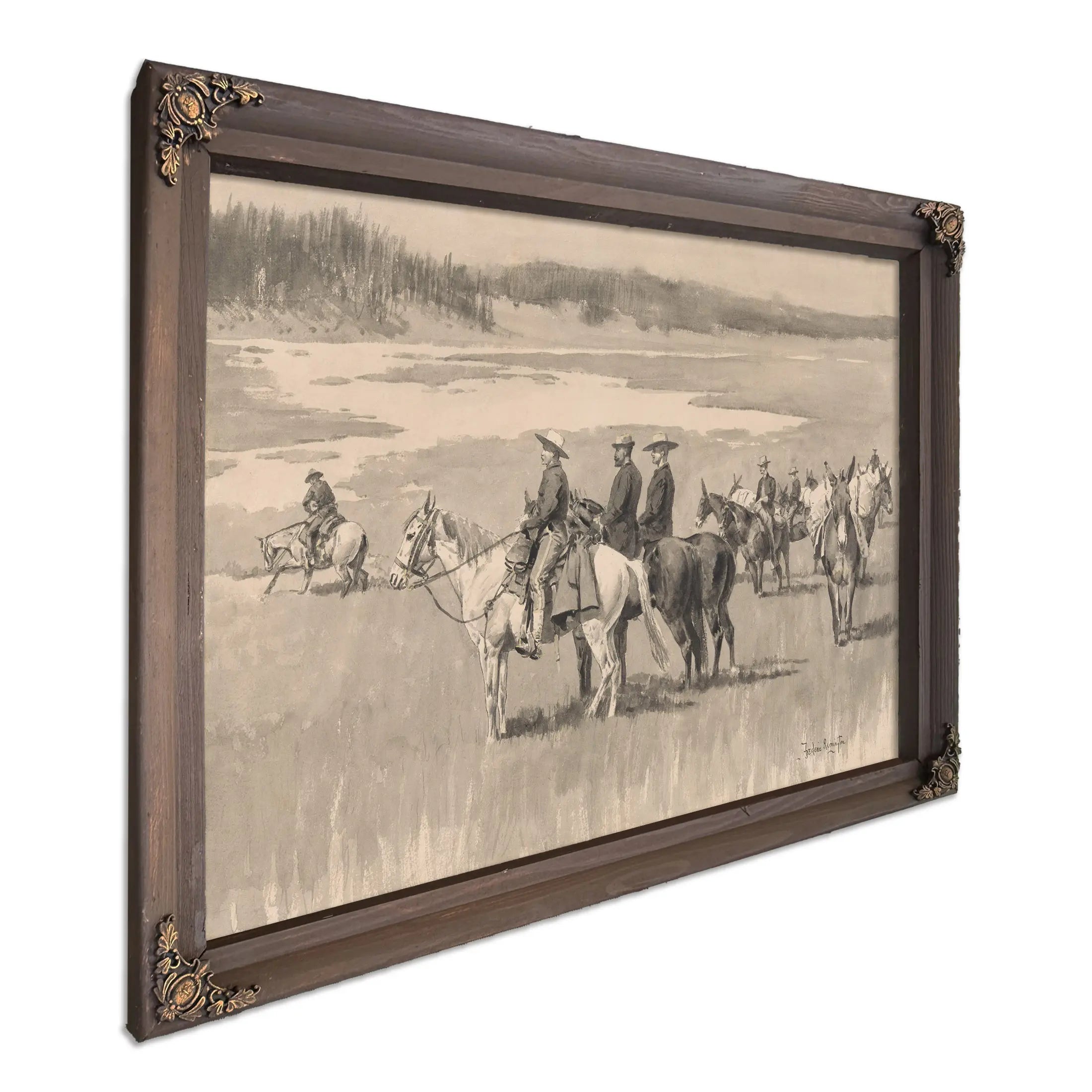On The Head Waters Burgess Finding A Ford by Frederic Remington