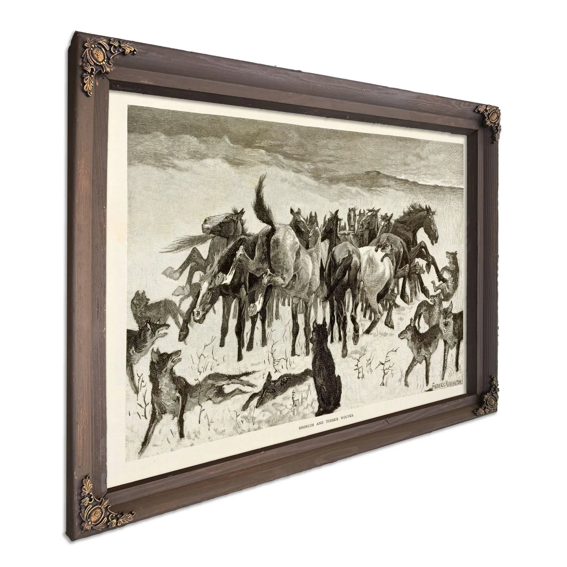 Broncos And Timber Wolves by Frederic Remington