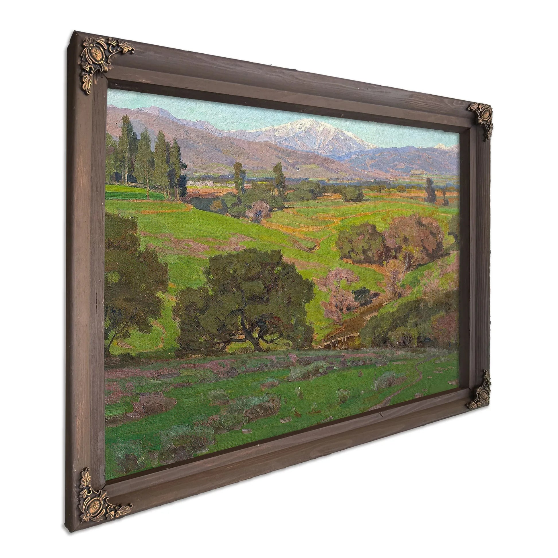 Rolling Hills With A Snow Capped Mountains Beyond By William Wendt Fine Art Print