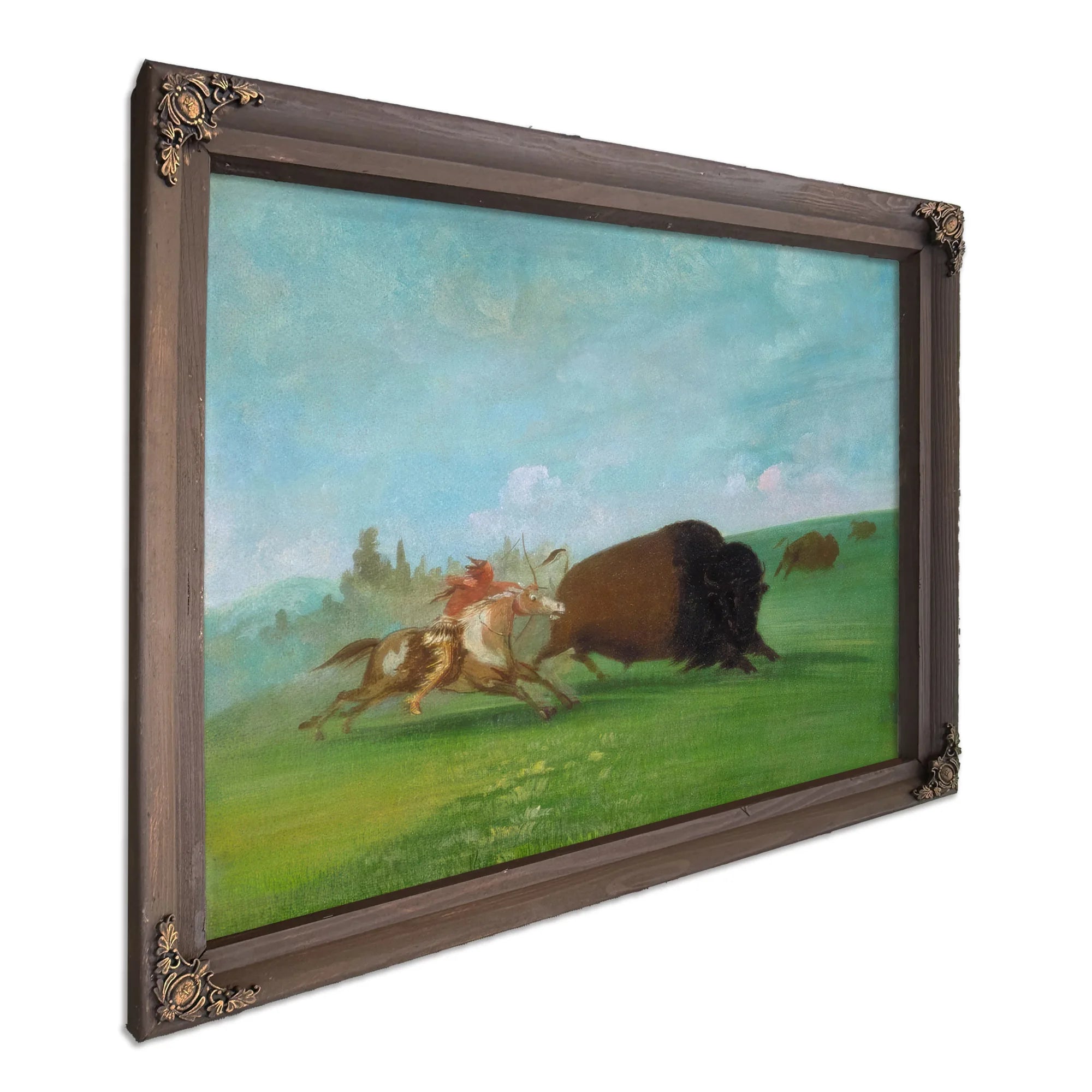 Buffalo Chase, A Single Death By George Catlin Fine Art Print