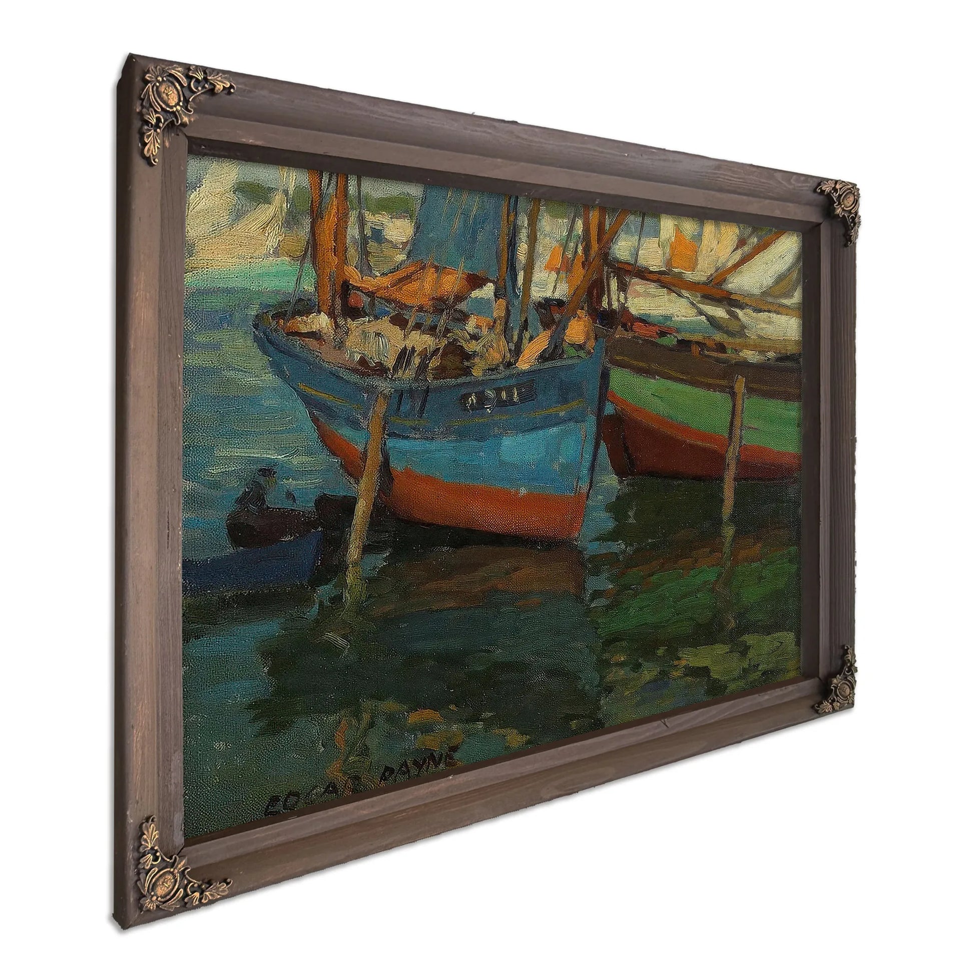 Two Boats In A Harbor By Edgar Payne Fine Art Print