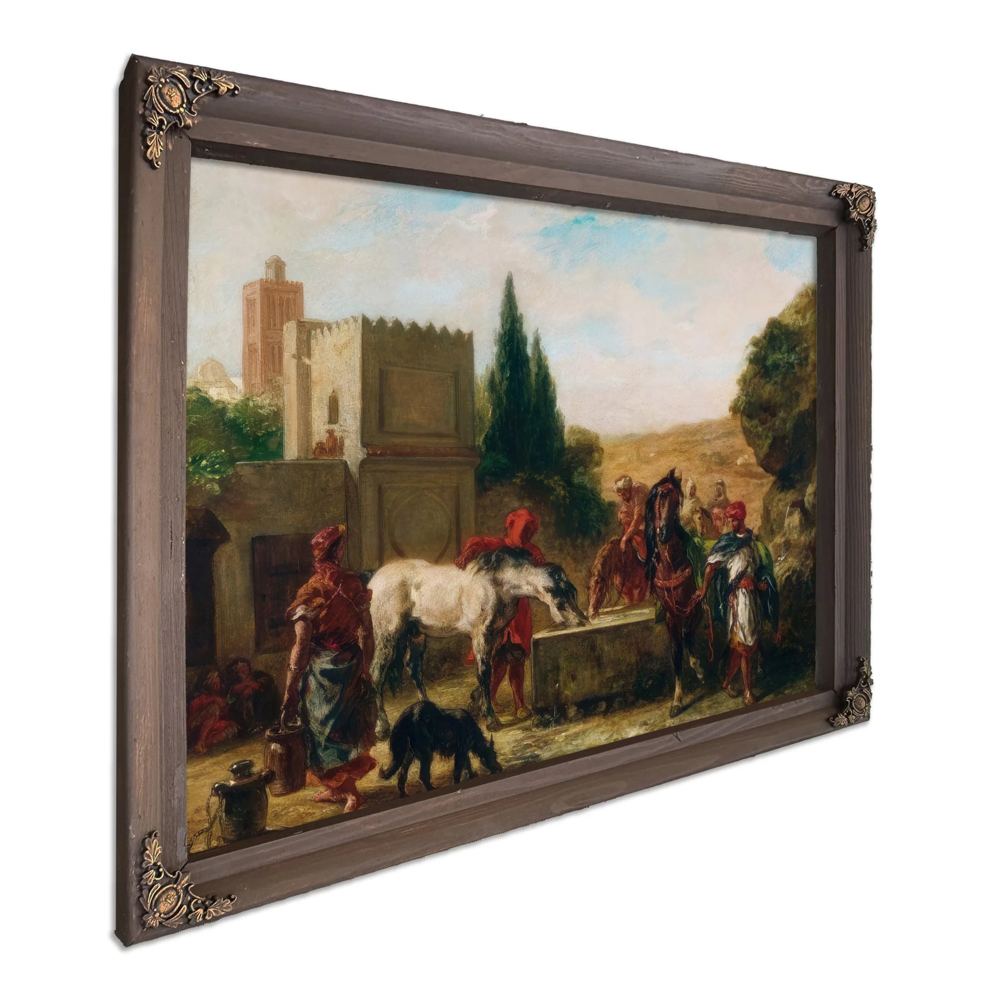 Horses At A Fountain By Eugene Delacroix Fine Art Print
