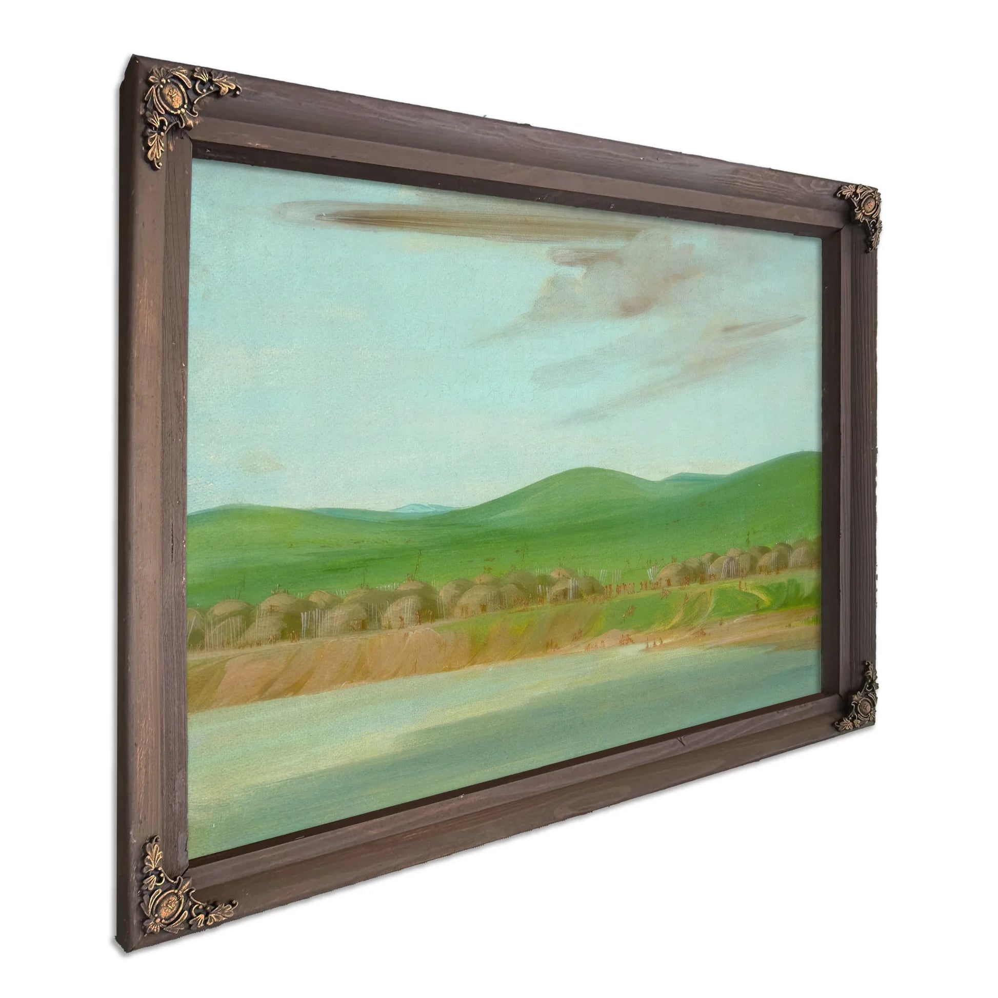 Arikara Village Of Earth Covered Lodges, 1600 Miles Above St. Louis By George Catlin Fine Art Print