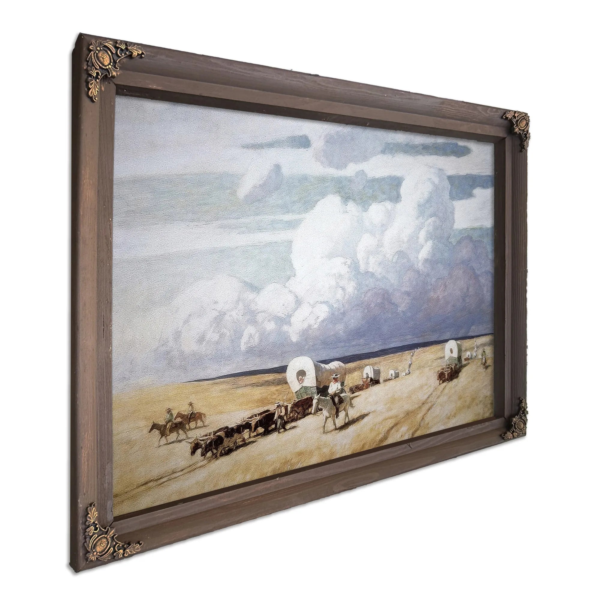 Covered Wagons Heading West By NC Wyeth Fine Art Print