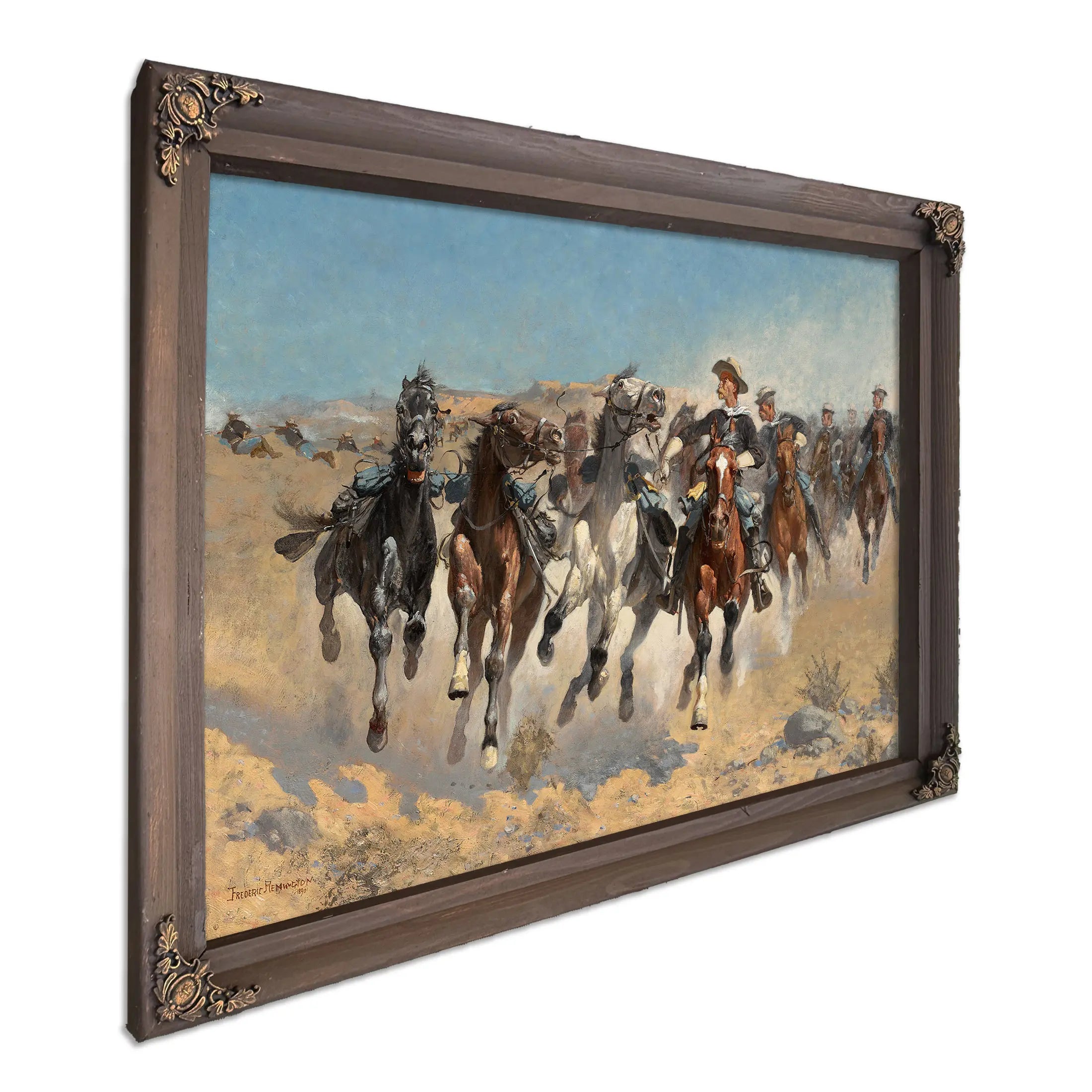 Dismountedthe Fourth Troopers Moving The Led Horses by Frederic Remington