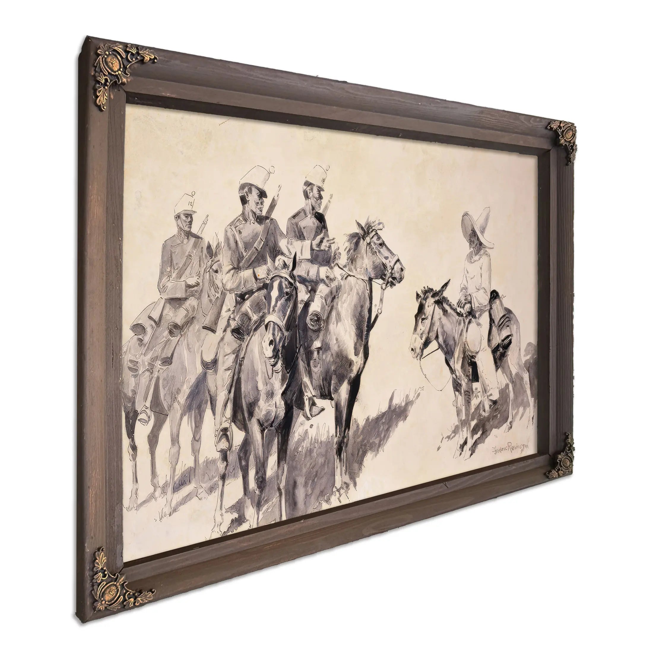 Mexican Gendarmes Asking The Way  by Frederic Remington