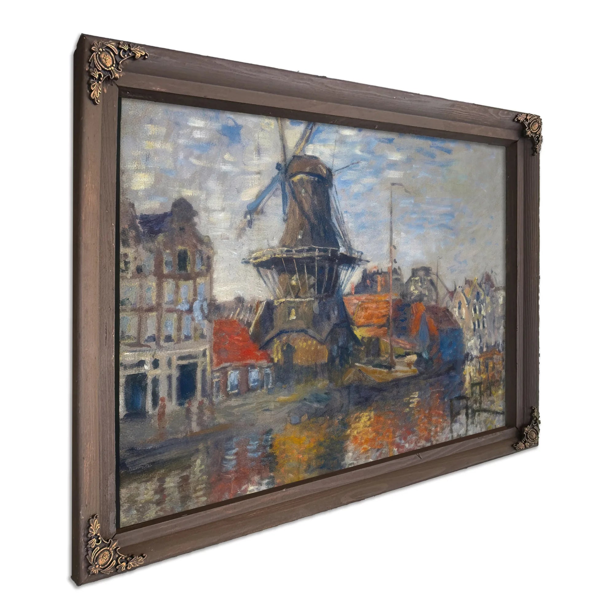 Windmill On Onbekende Canal Amsterdam By Claude Monet Fine Art Print