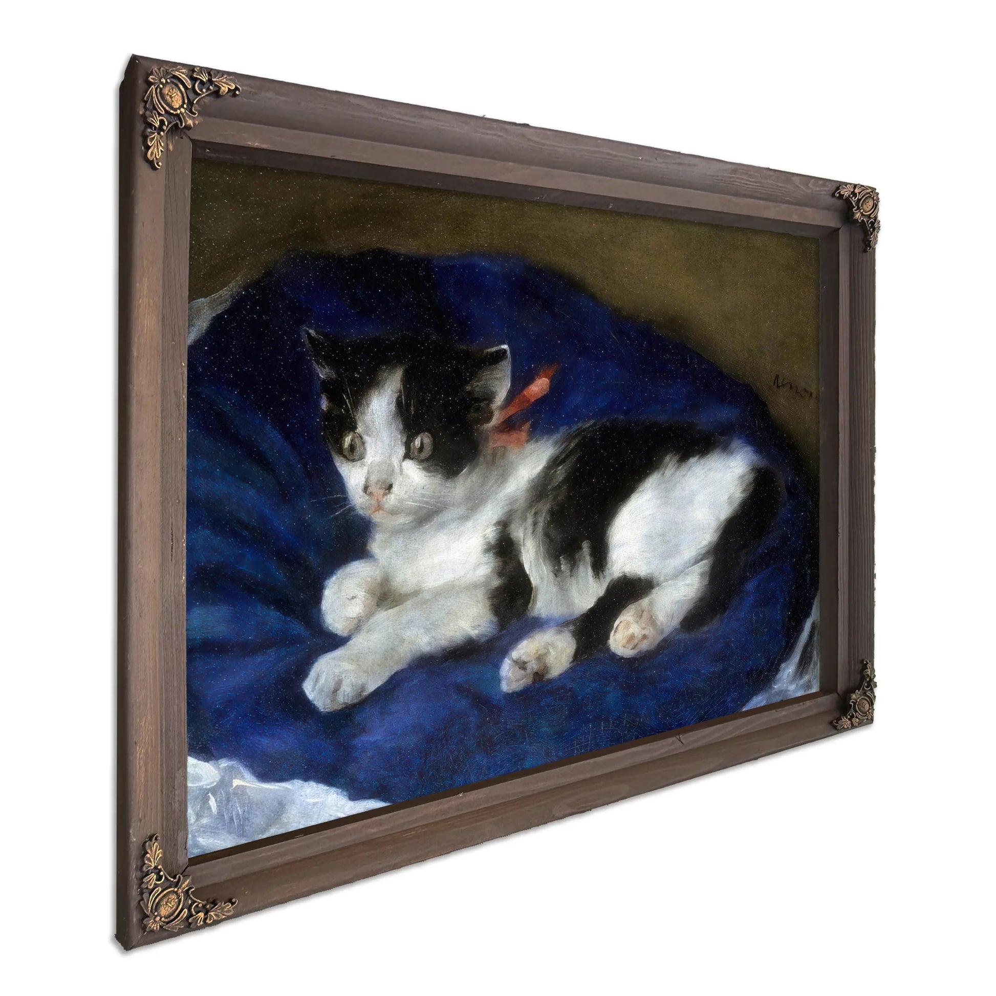 Cat On Blue Cushion By Pierre August Renoir Fine Art Print